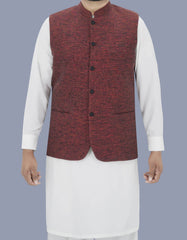 Burgundy Plain Waist Coat WC2317-7C-34