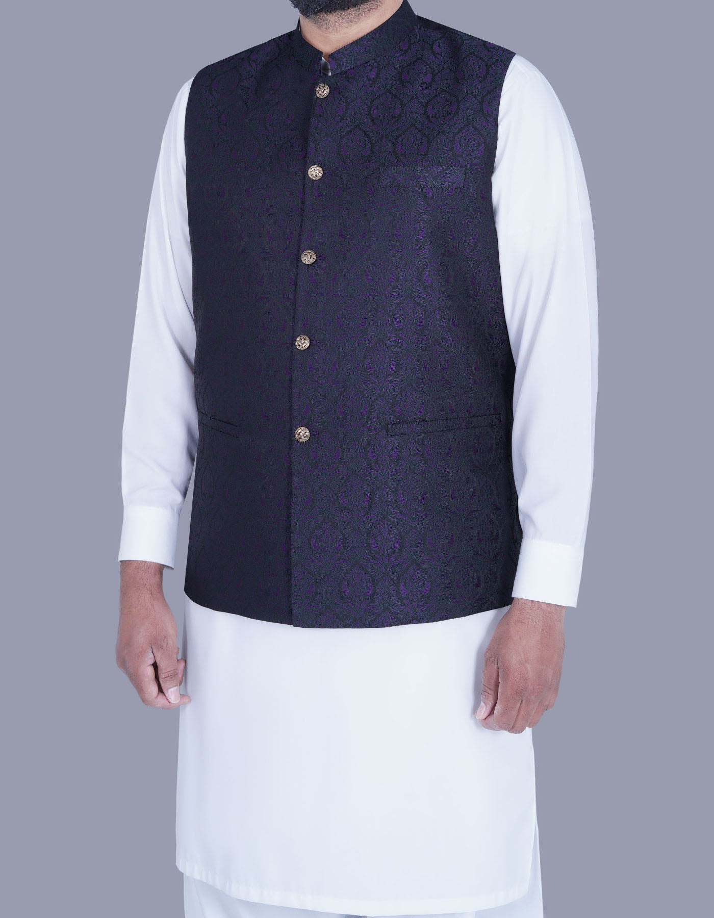 Black Self Waist Coat WC2338S-38