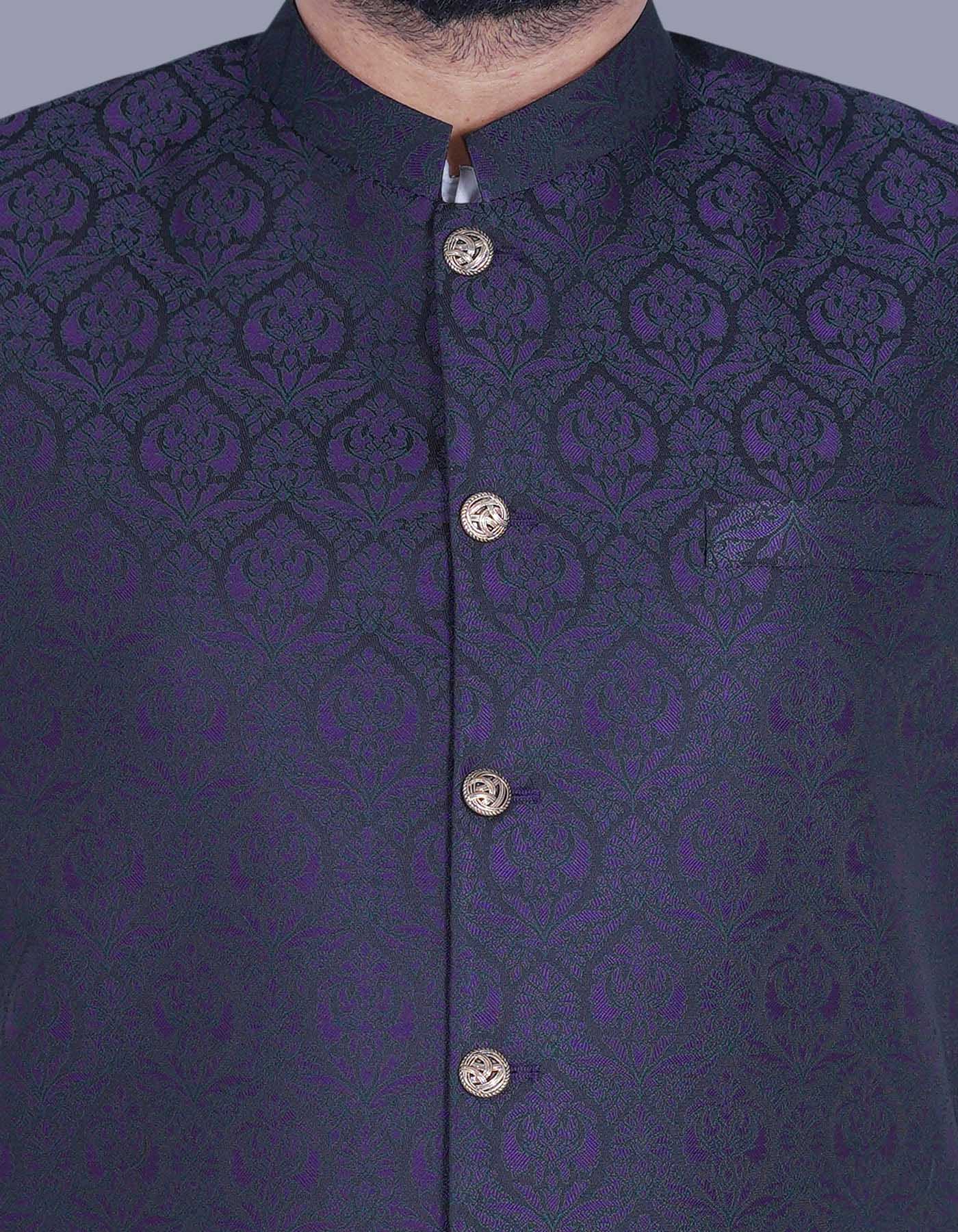 Black Self Waist Coat WC2338S-36