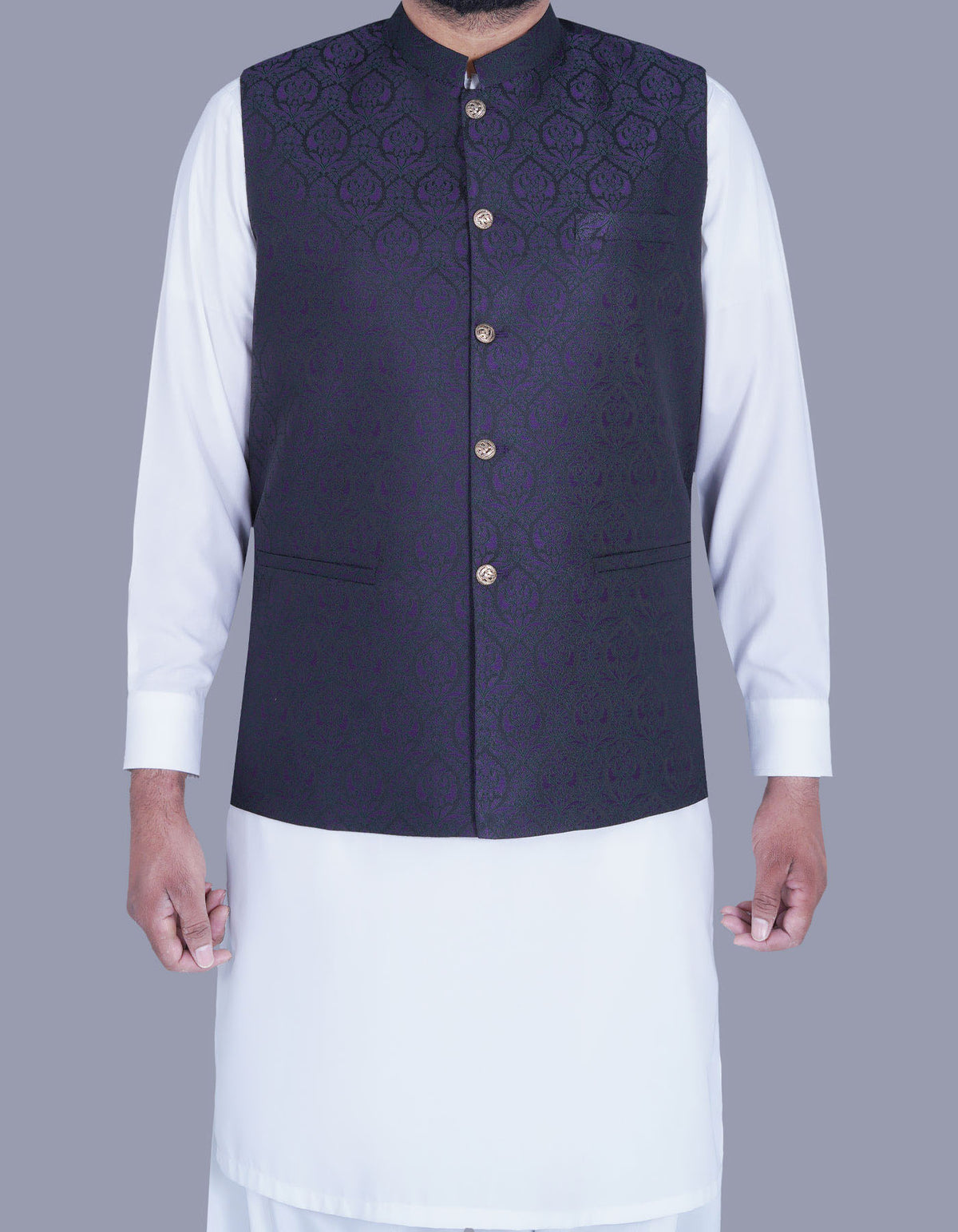 Black Self Waist Coat WC2338S-34