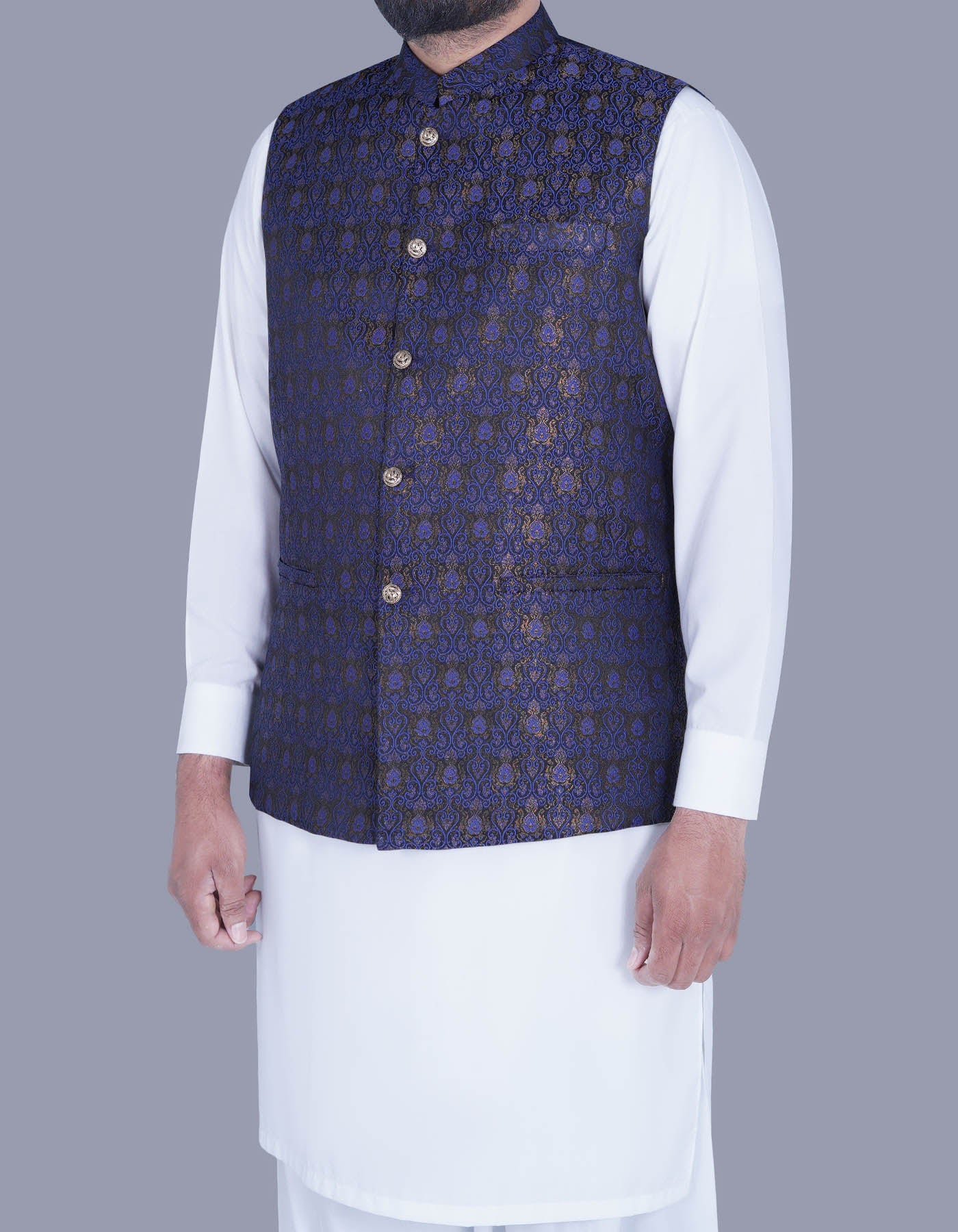 Blue Self Waist Coat WC2340S-38