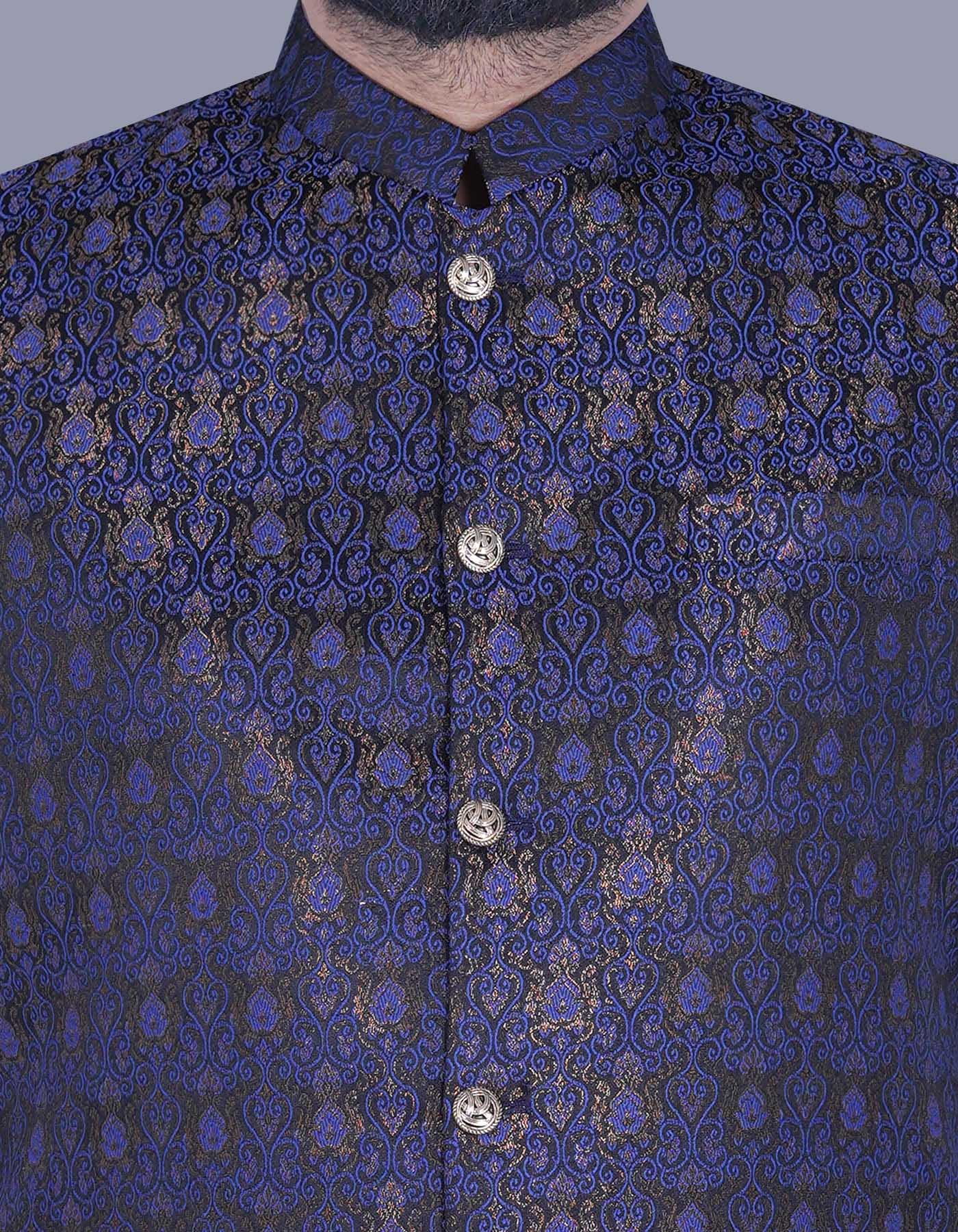 Blue Self Waist Coat WC2340S-36