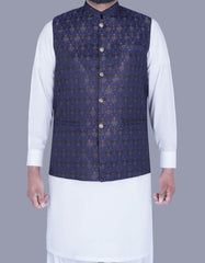 Blue Self Waist Coat WC2340S-34