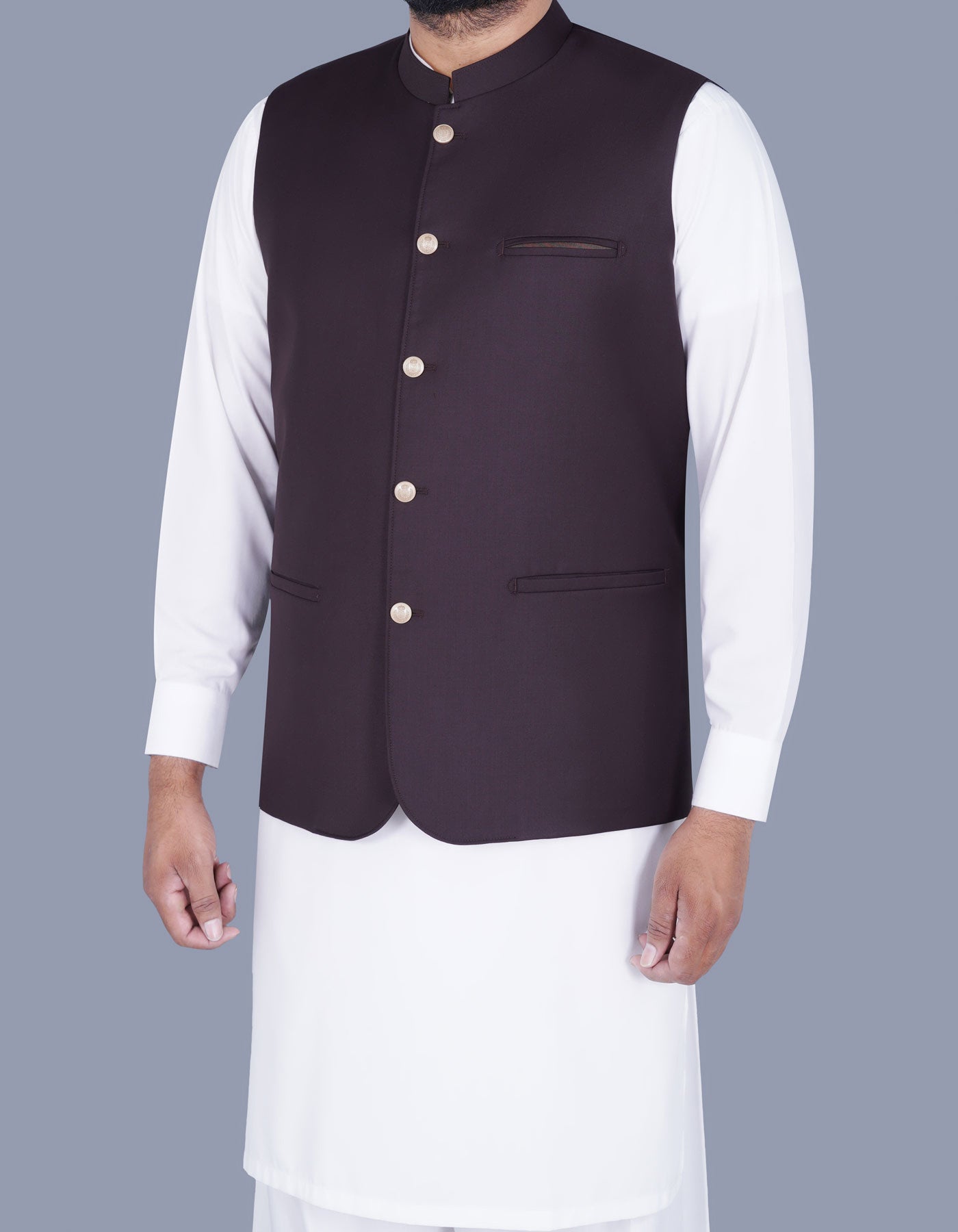 D Brown Plain Waist Coat WC2375-4S-38