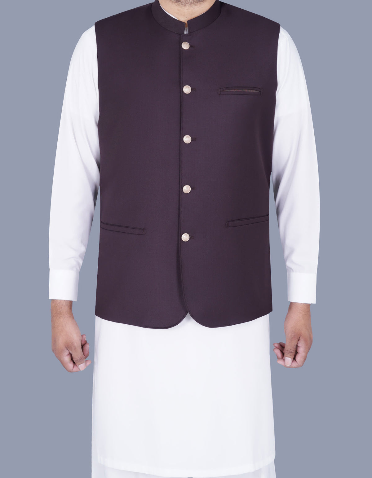 D Brown Plain Waist Coat WC2375-4S-34