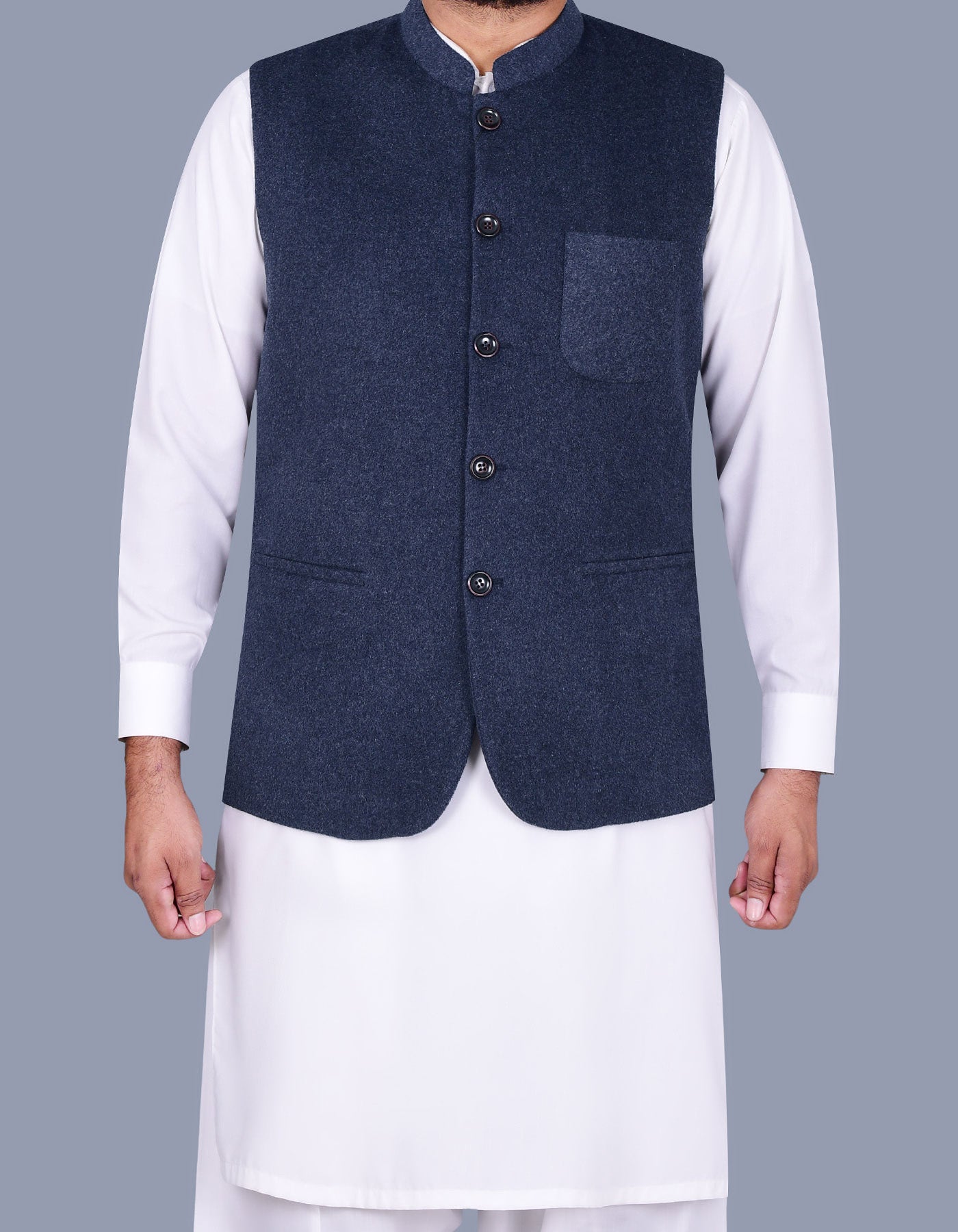 Blue Plain Waist Coat WC2381-19S-34