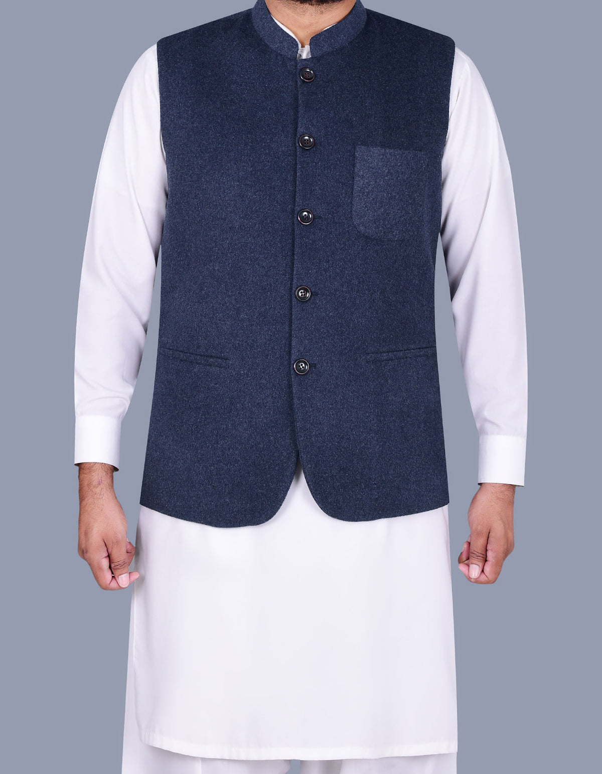 Blue Plain Waist Coat WC2381-19S-34