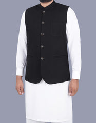 Black Plain Waist Coat WC2381-6S-38