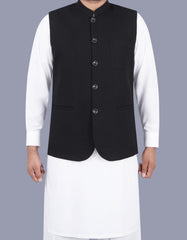 Black Plain Waist Coat WC2381-6S-34