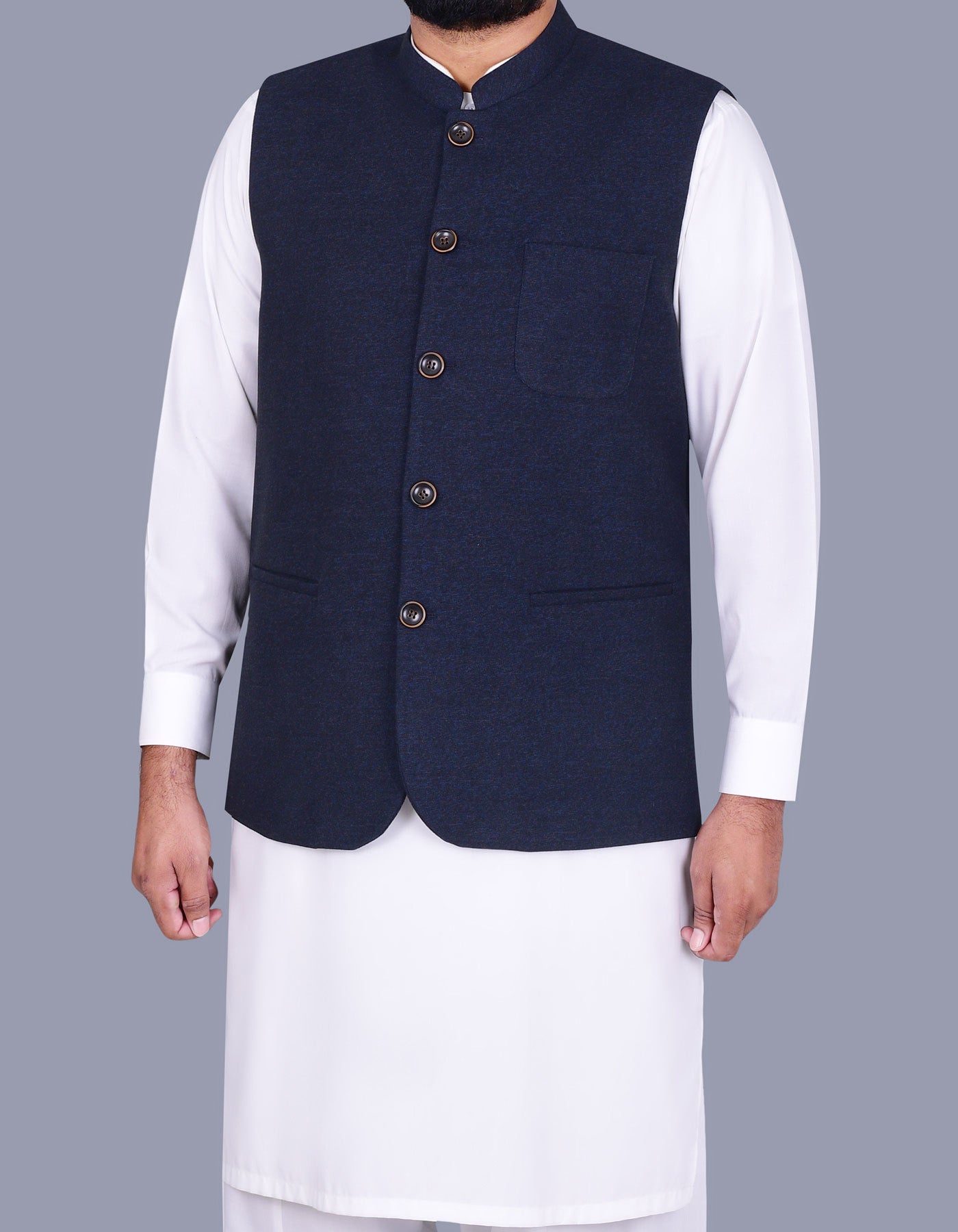 Navy Texture Waist Coat WC2381-9S-38