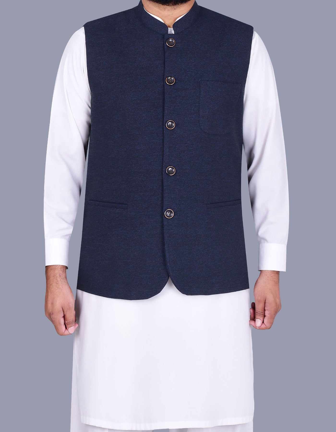 Navy Texture Waist Coat WC2381-9S-34