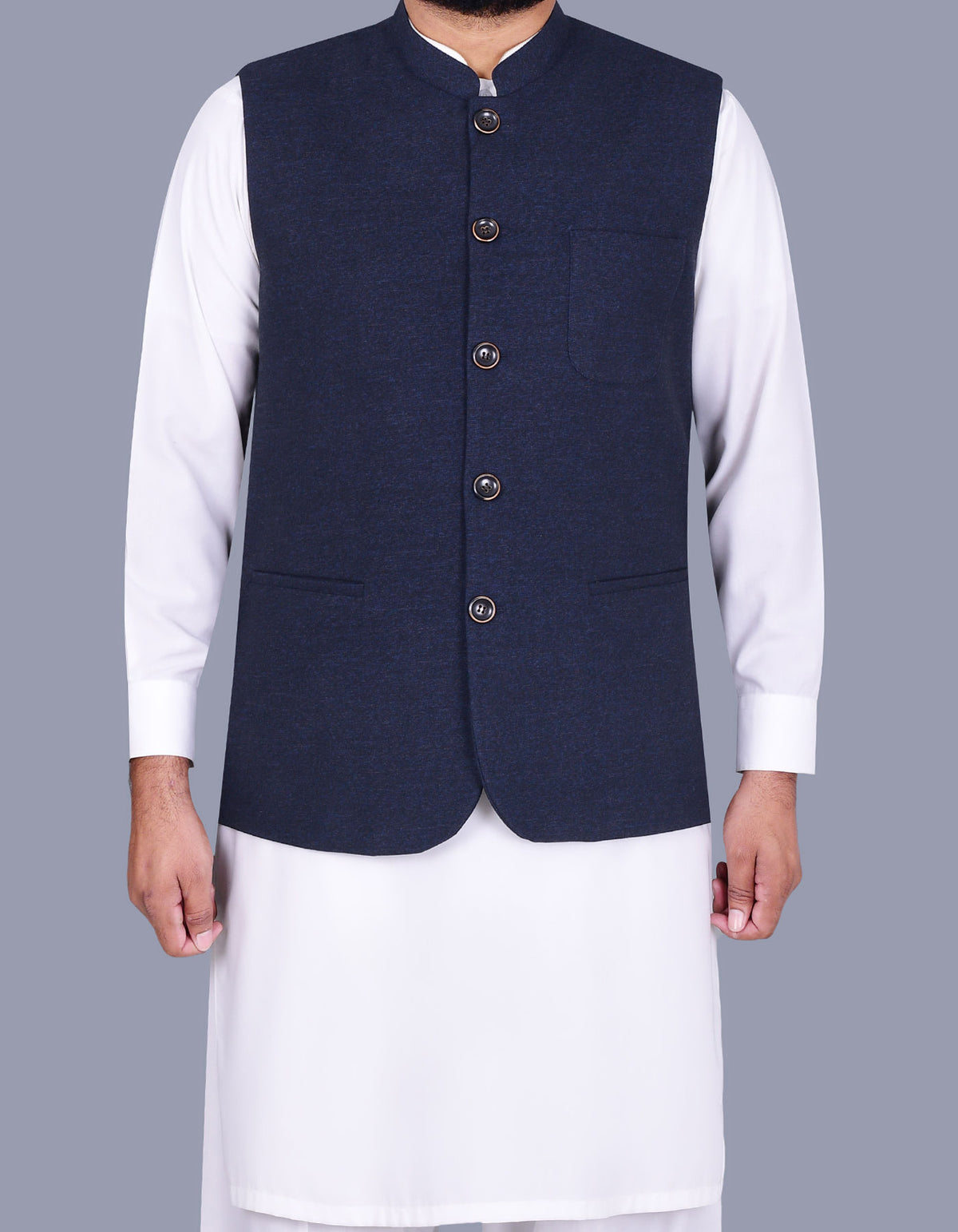 Navy Texture Waist Coat WC2381-9S-34