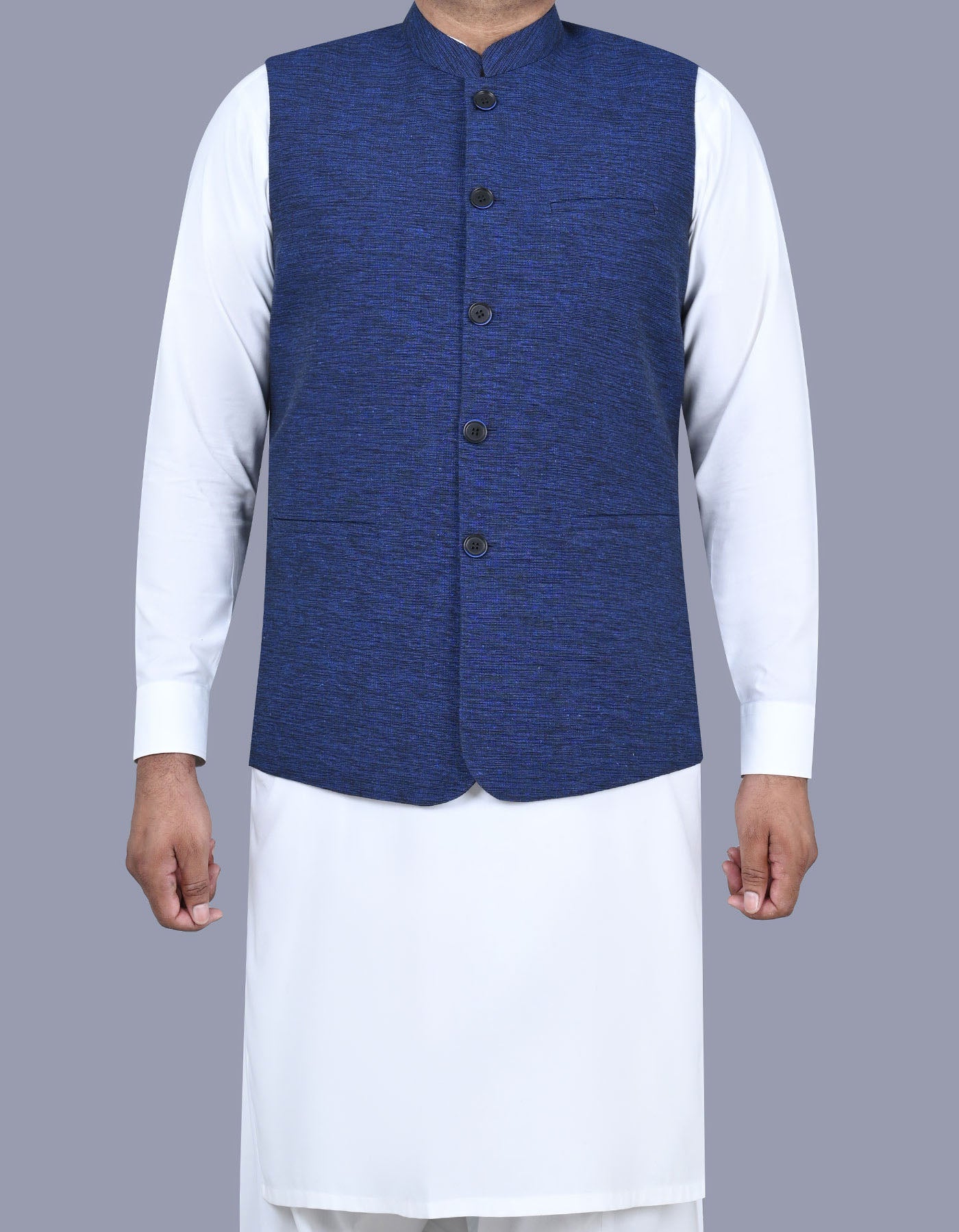Navy Slub Waist Coat WC2402-1C-34