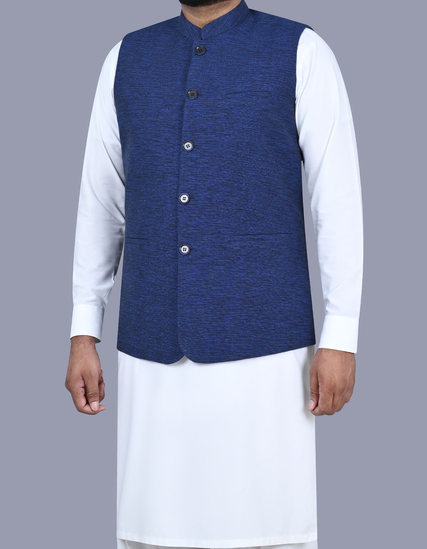 Navy Slub Waist Coat WC2402-1S-38