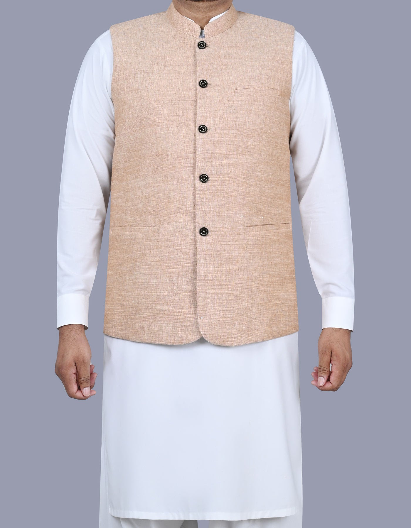 Brown Slub Waist Coat WC2402-6S-34