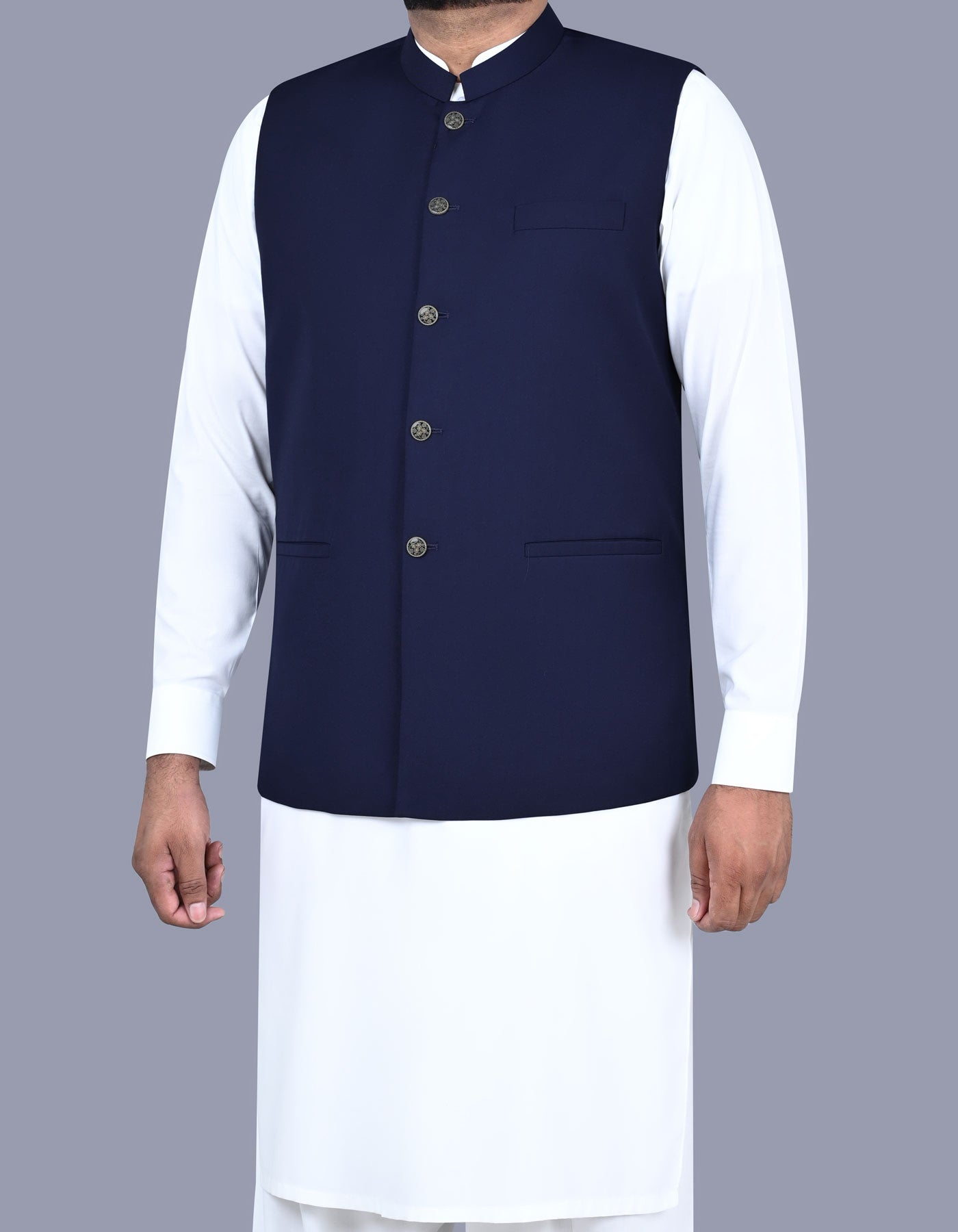 Navy Plain Waist Coat WC2404-14C-38
