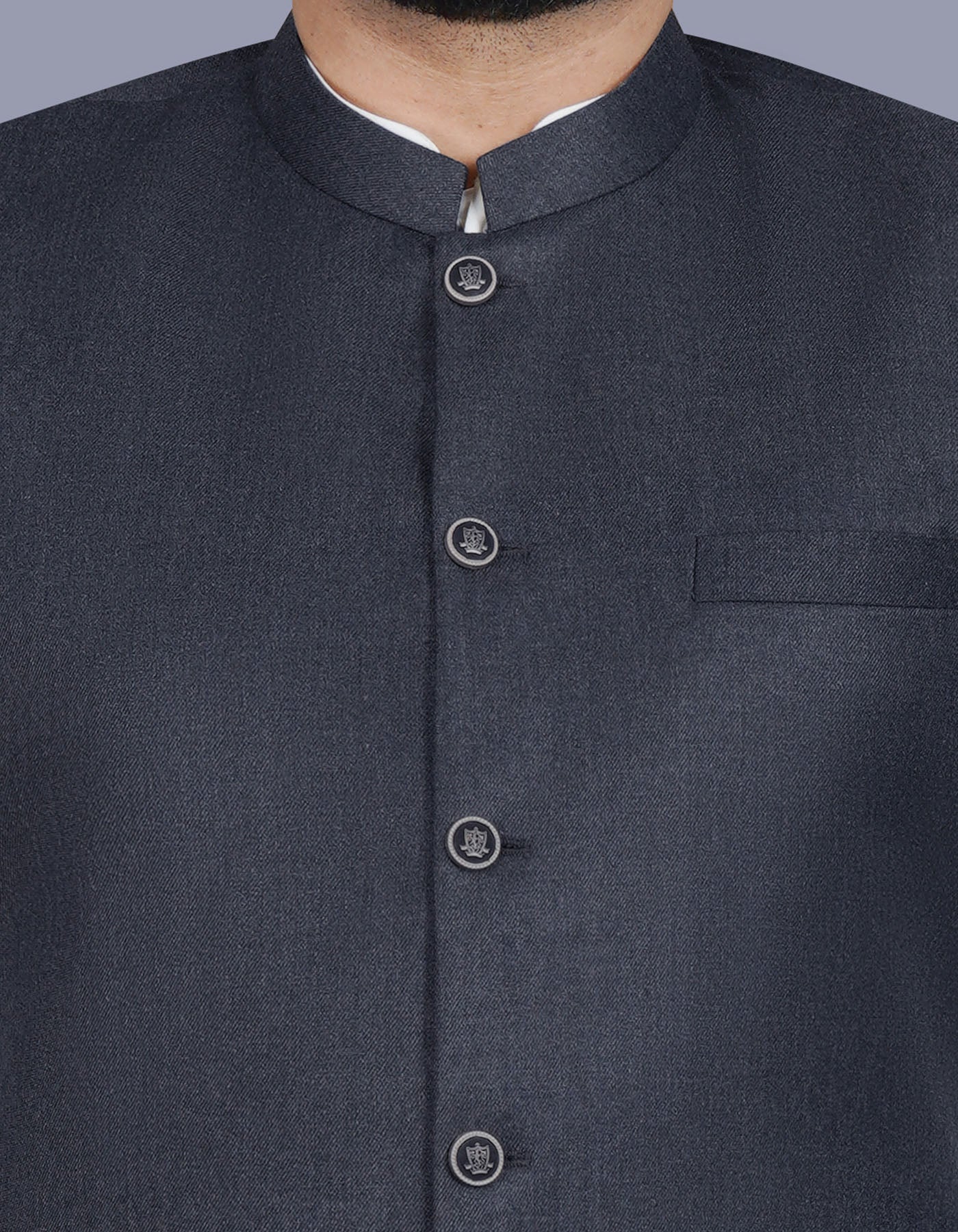Charcoal Plain Waist Coat WC2405-1S-36