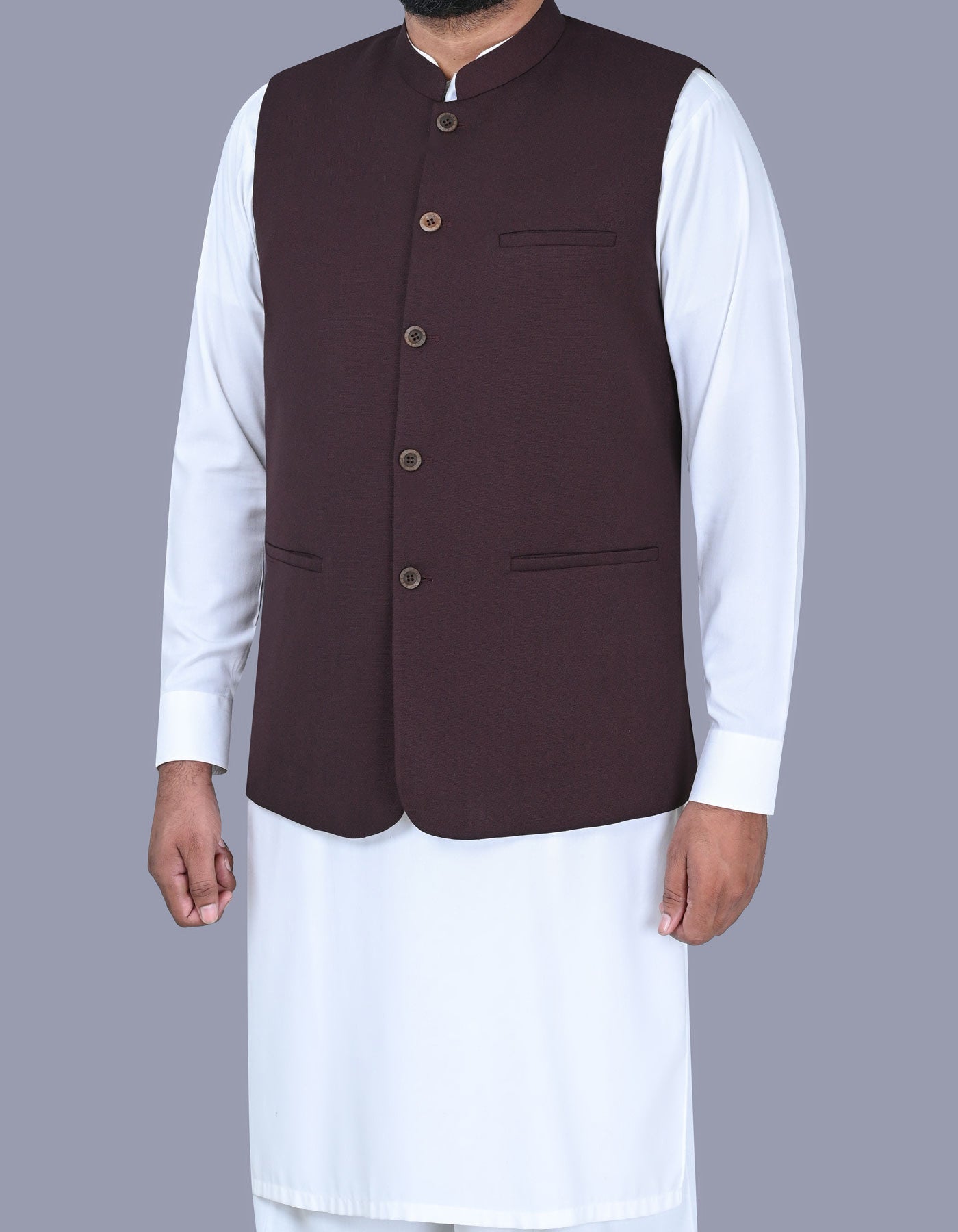 Burgundy Texture Waist Coat WC2411-1C-38