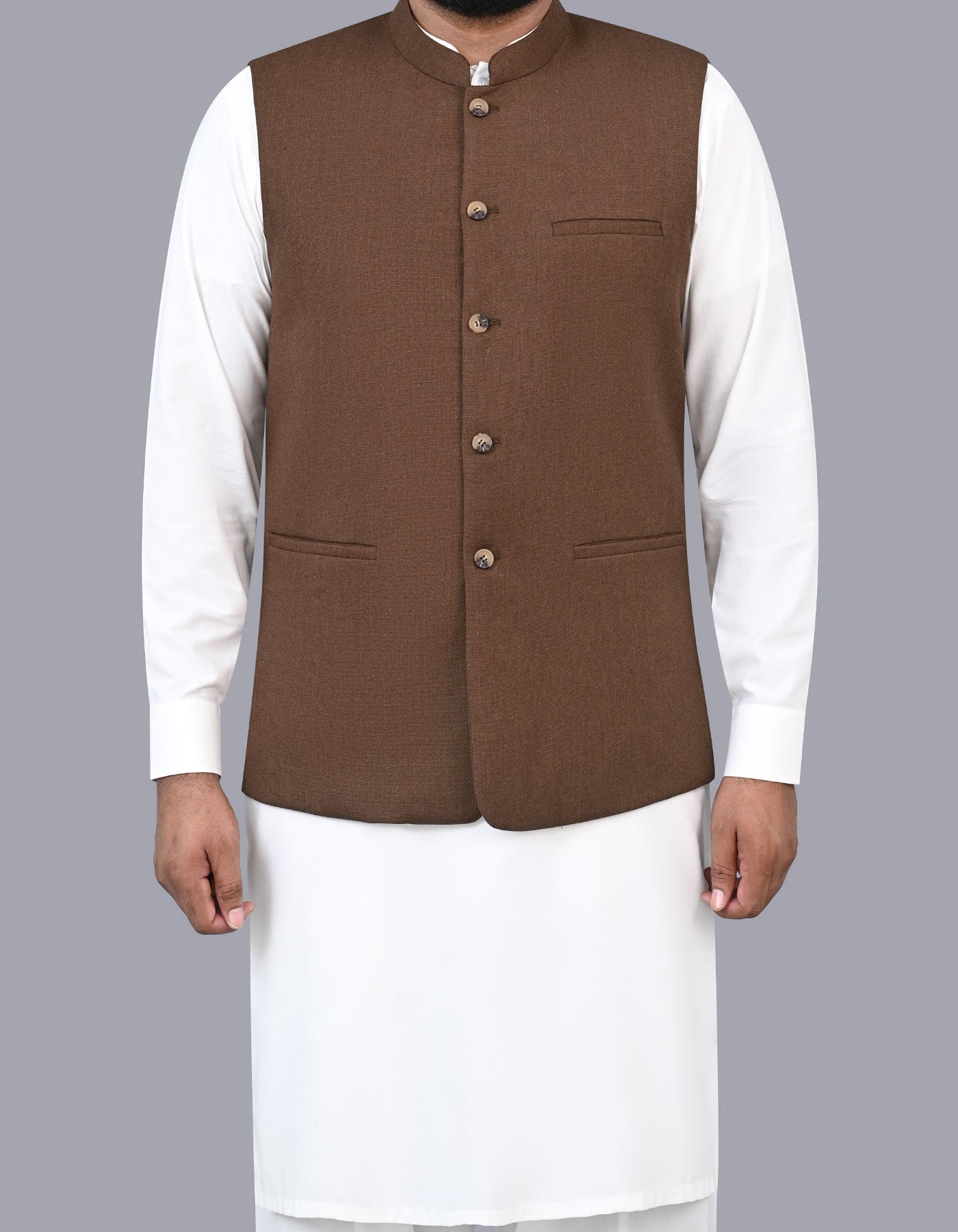 L Brown Texture Waist Coat WC2411-2S-36