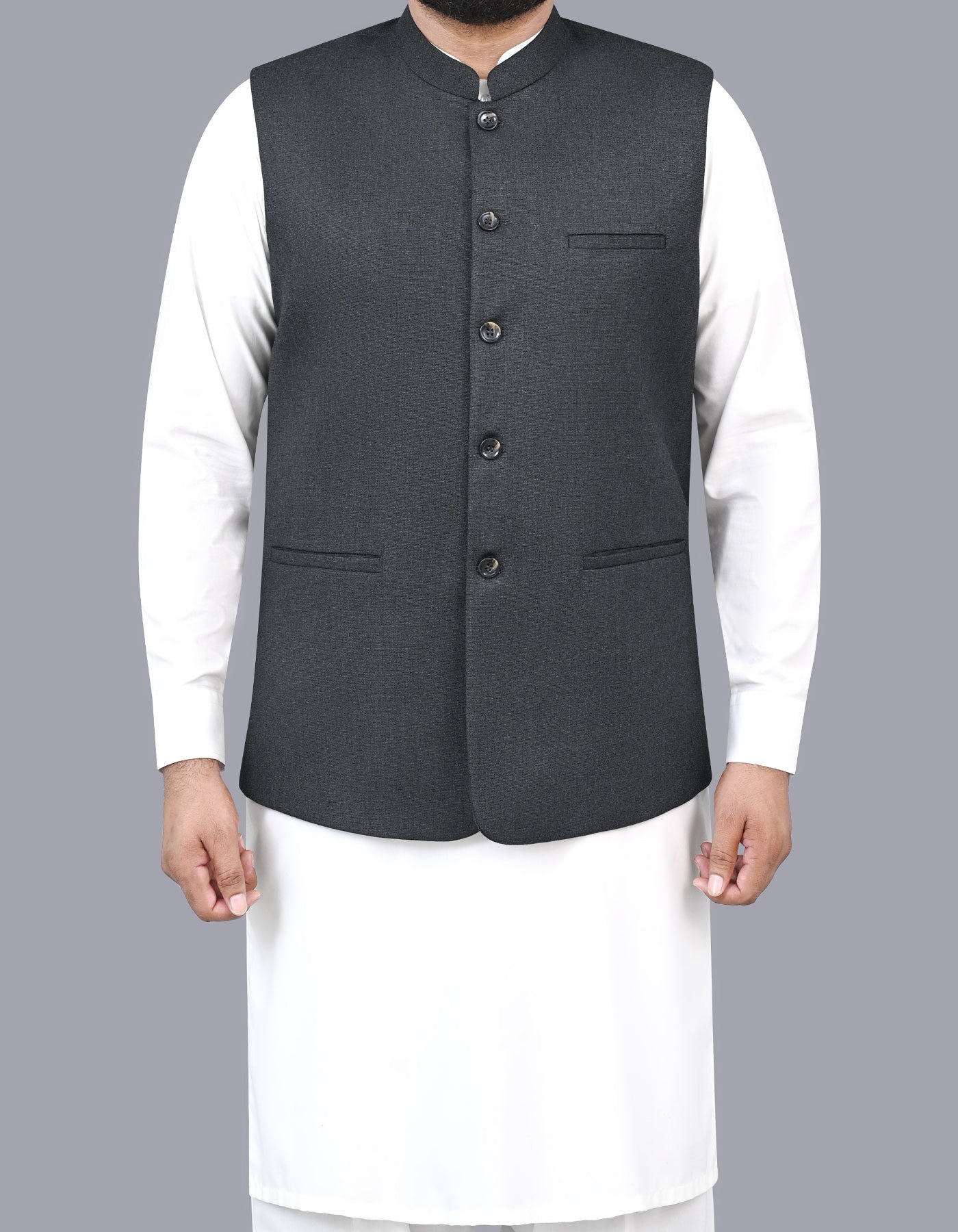 Charcoal Texture Waist Coat WC2411-3C-34