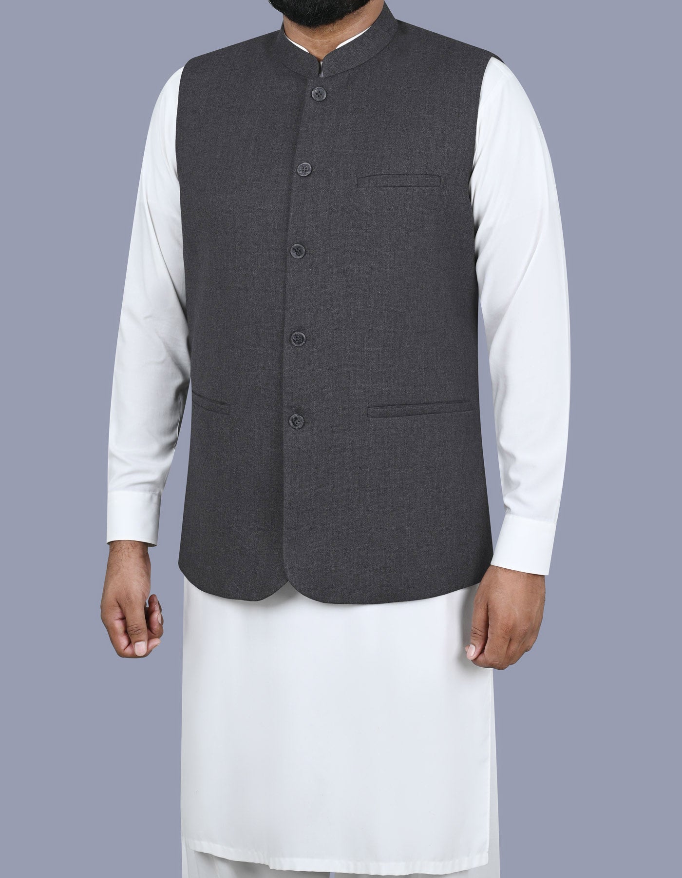 L Charcoal Texture Waist Coat WC2411-6C-38