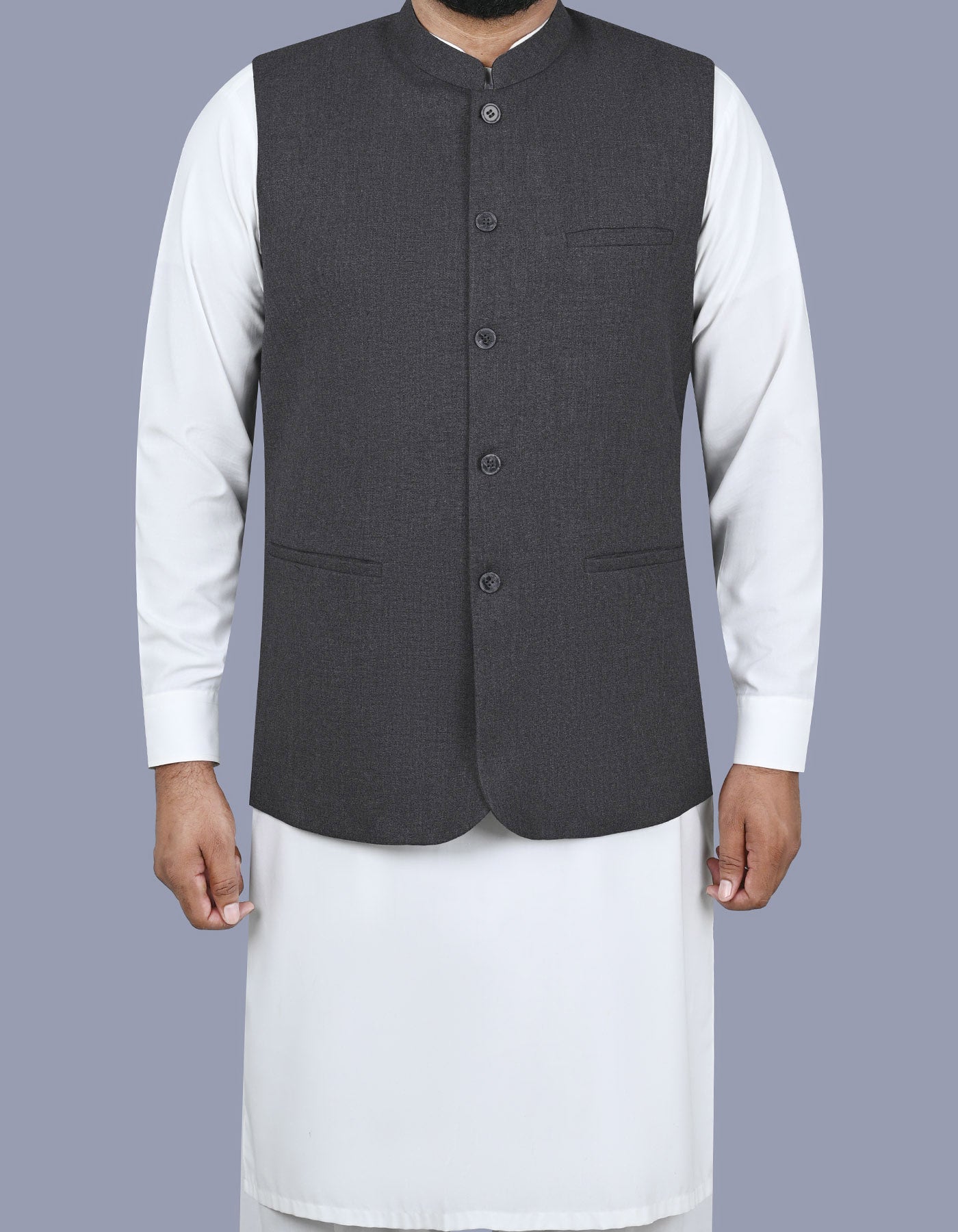 L Charcoal Texture Waist Coat WC2411-6C-34