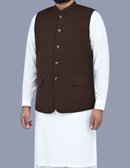 D Brown Texture Waist Coat WC2412-1C-38