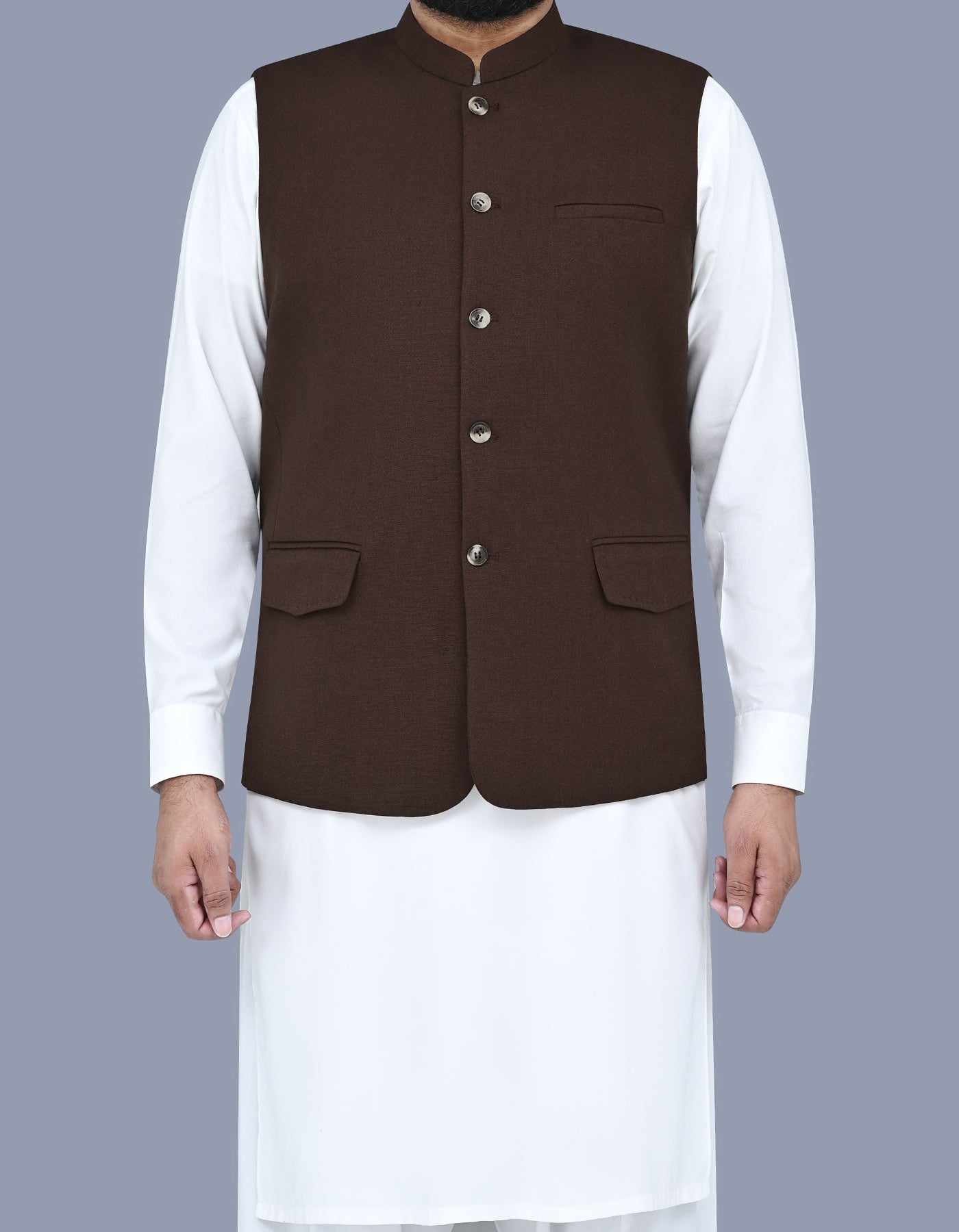 D Brown Texture Waist Coat WC2412-1C-34