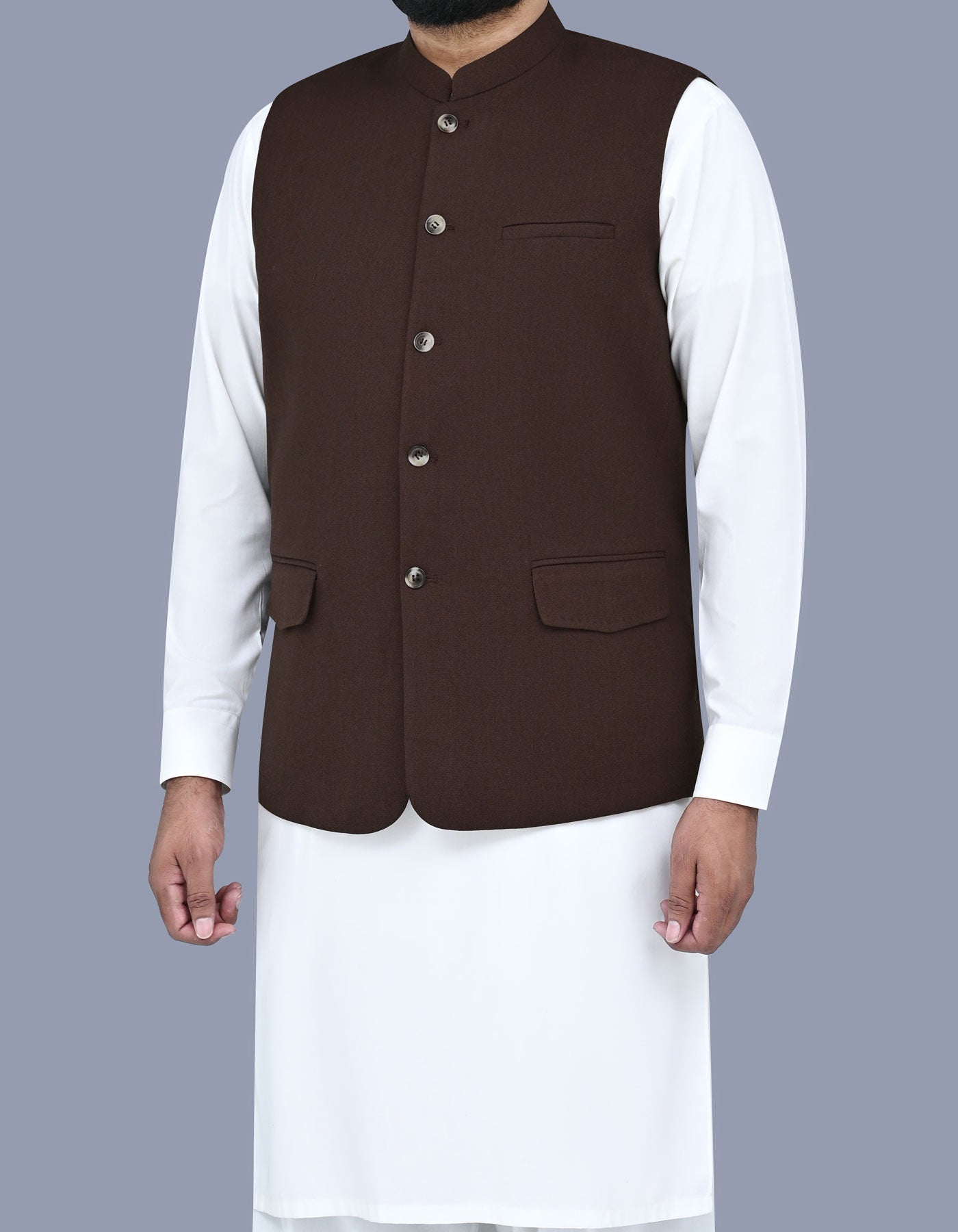 D Brown Texture Waist Coat WC2412-1S-38