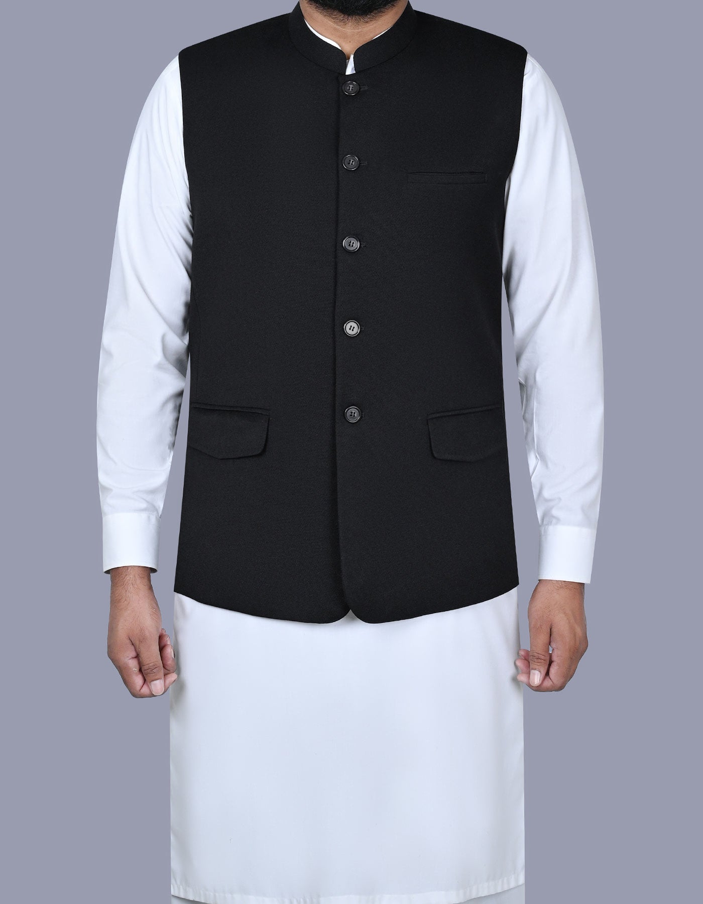 Black Texture Waist Coat WC2412-3C-34