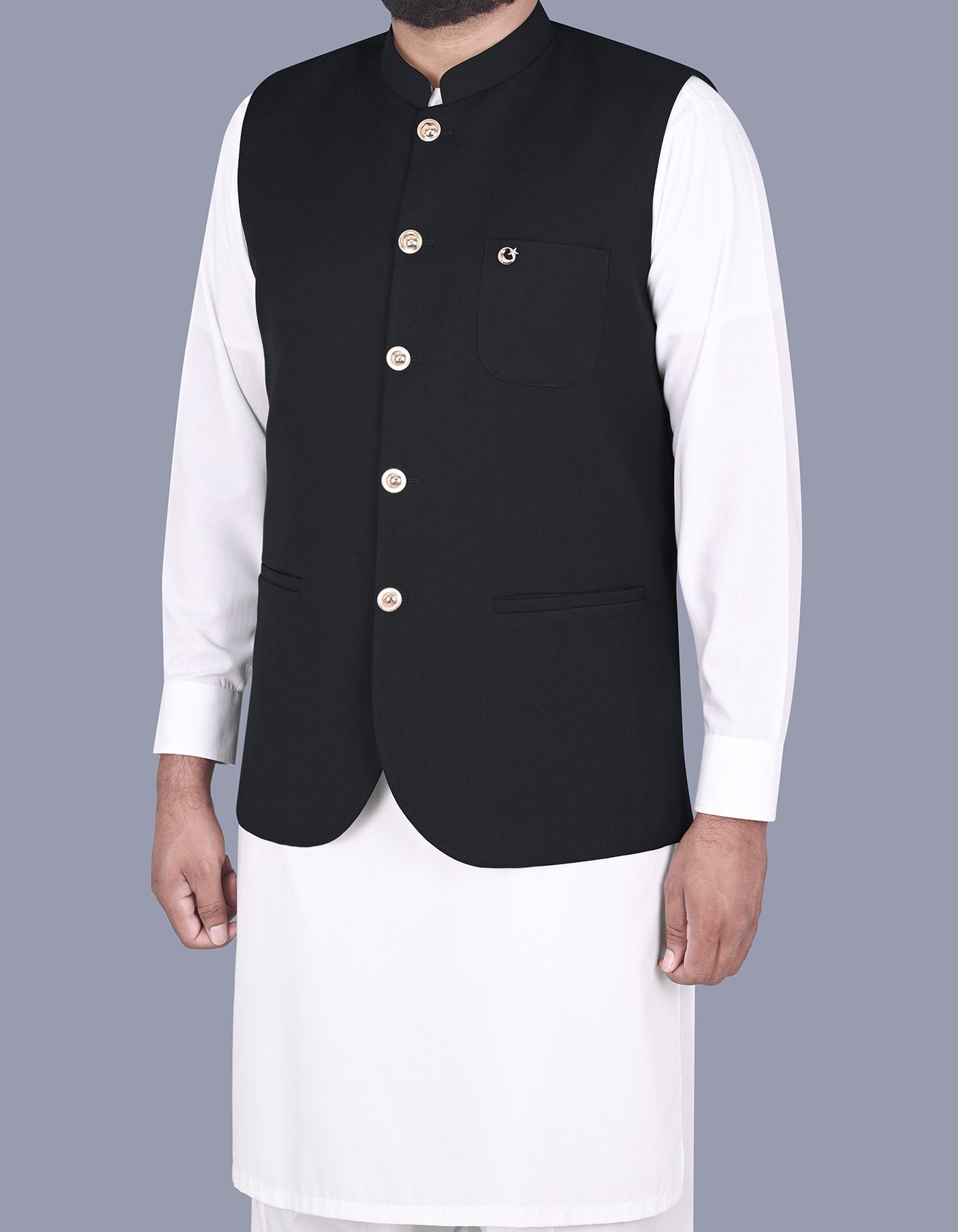 Black Plain Waist Coat WC2413-1C-38
