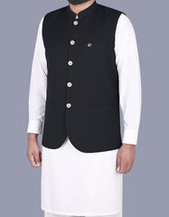 Black Plain Waist Coat WC2413-1S-38