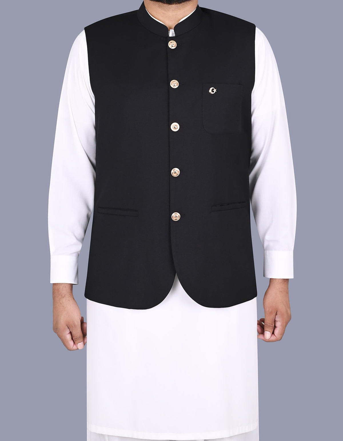 Black Plain Waist Coat WC2413-1S-34