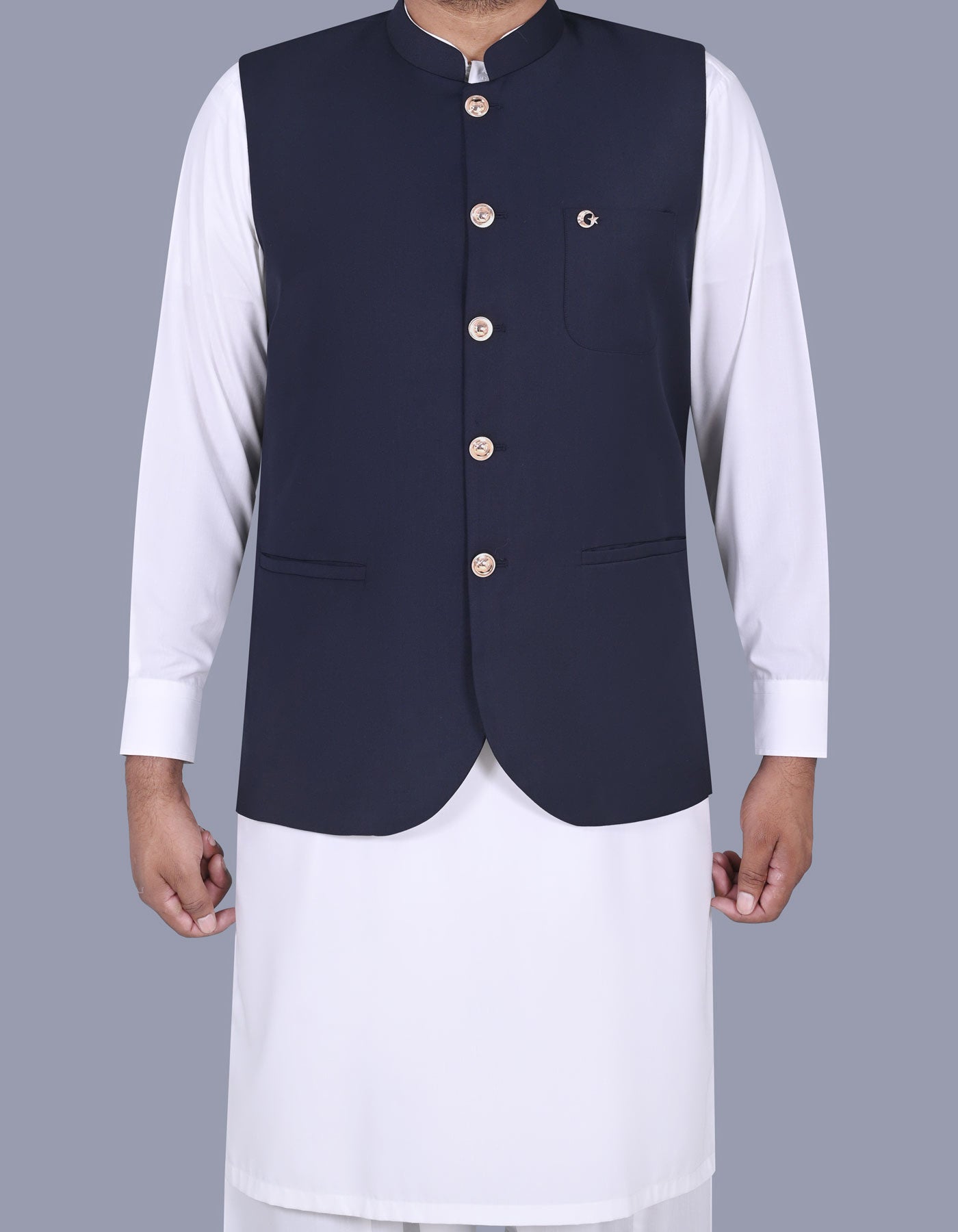 Navy Plain Waist Coat WC2413-2C-34
