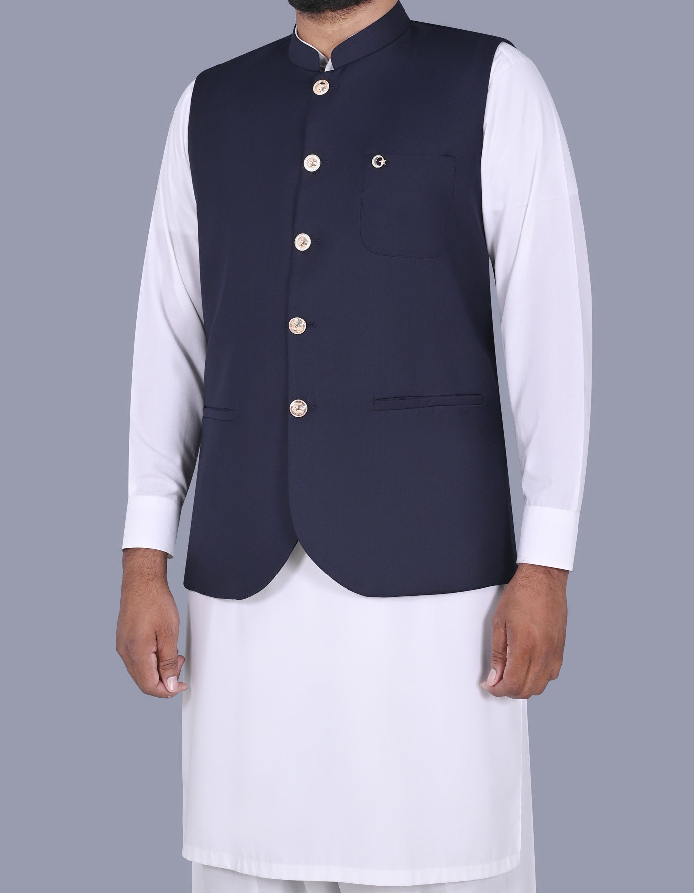 Navy Plain Waist Coat WC2413-2S-38