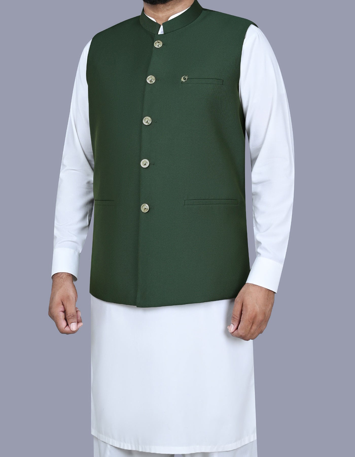 Green Plain Waist Coat WC2413-3S-44