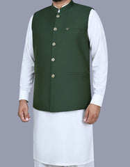 Green Plain Waist Coat WC2413-3S-44