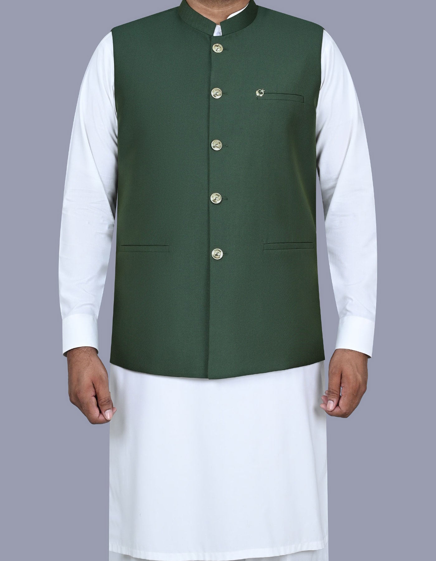 Green Plain Waist Coat WC2413-3S-40