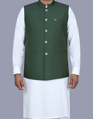 Green Plain Waist Coat WC2413-3S-40