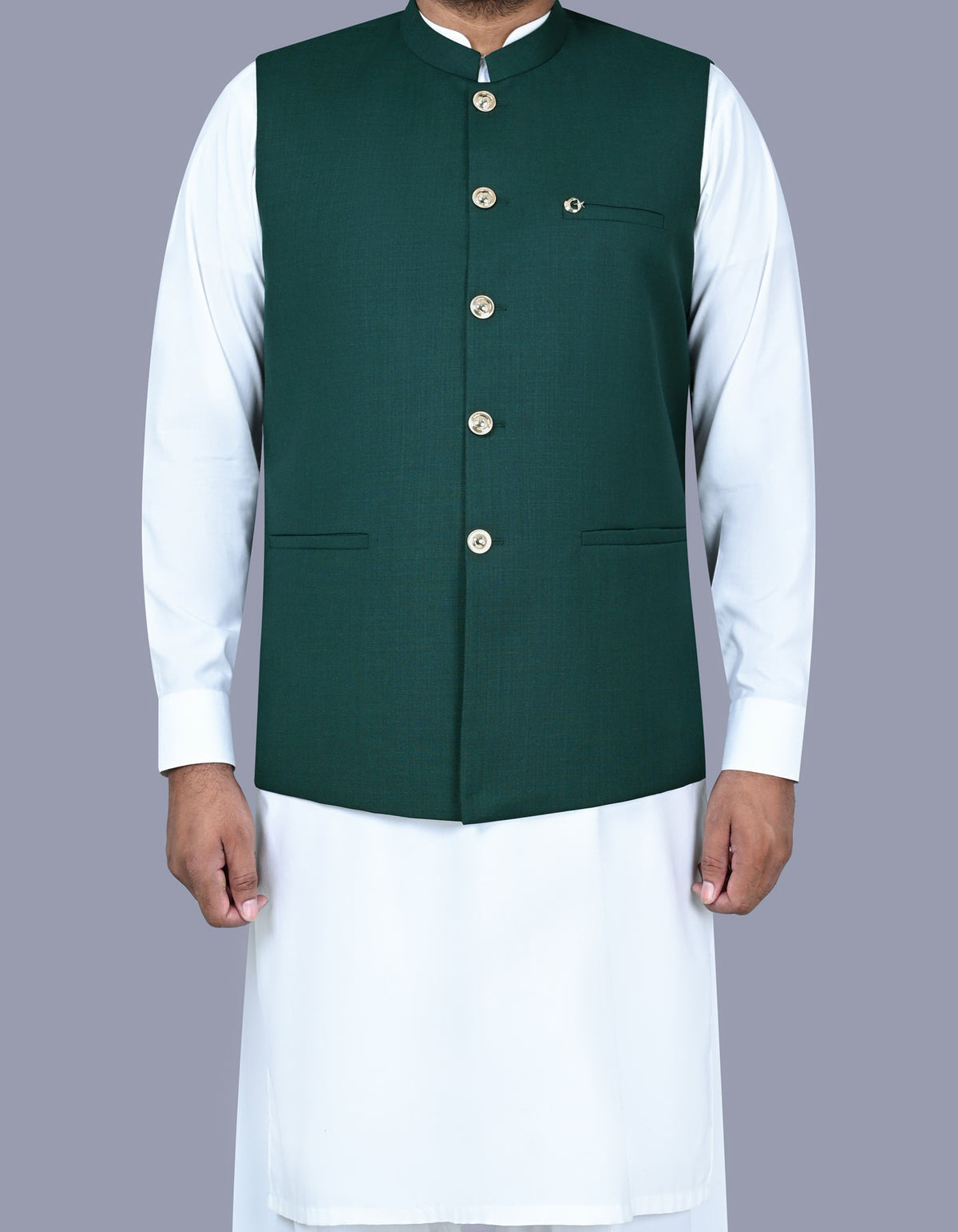 Green Plain Waist Coat WC2414C-34