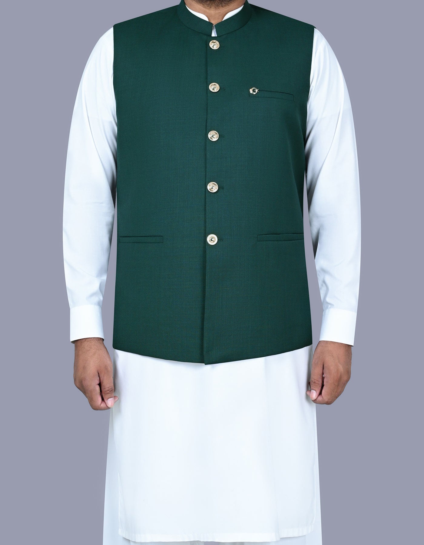 Green Plain Waist Coat WC2414S-34