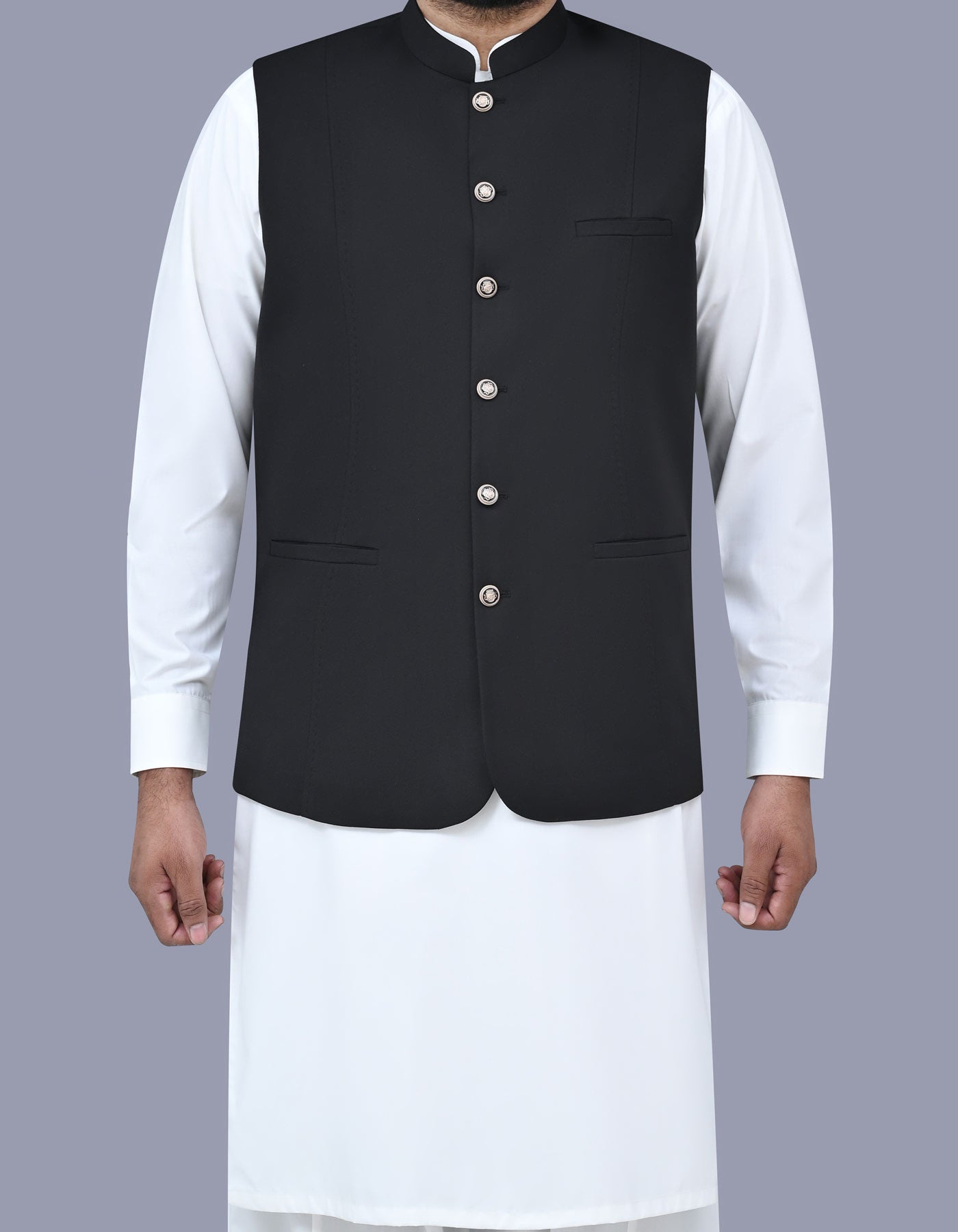 Black Plain Waist Coat WC2421C-34