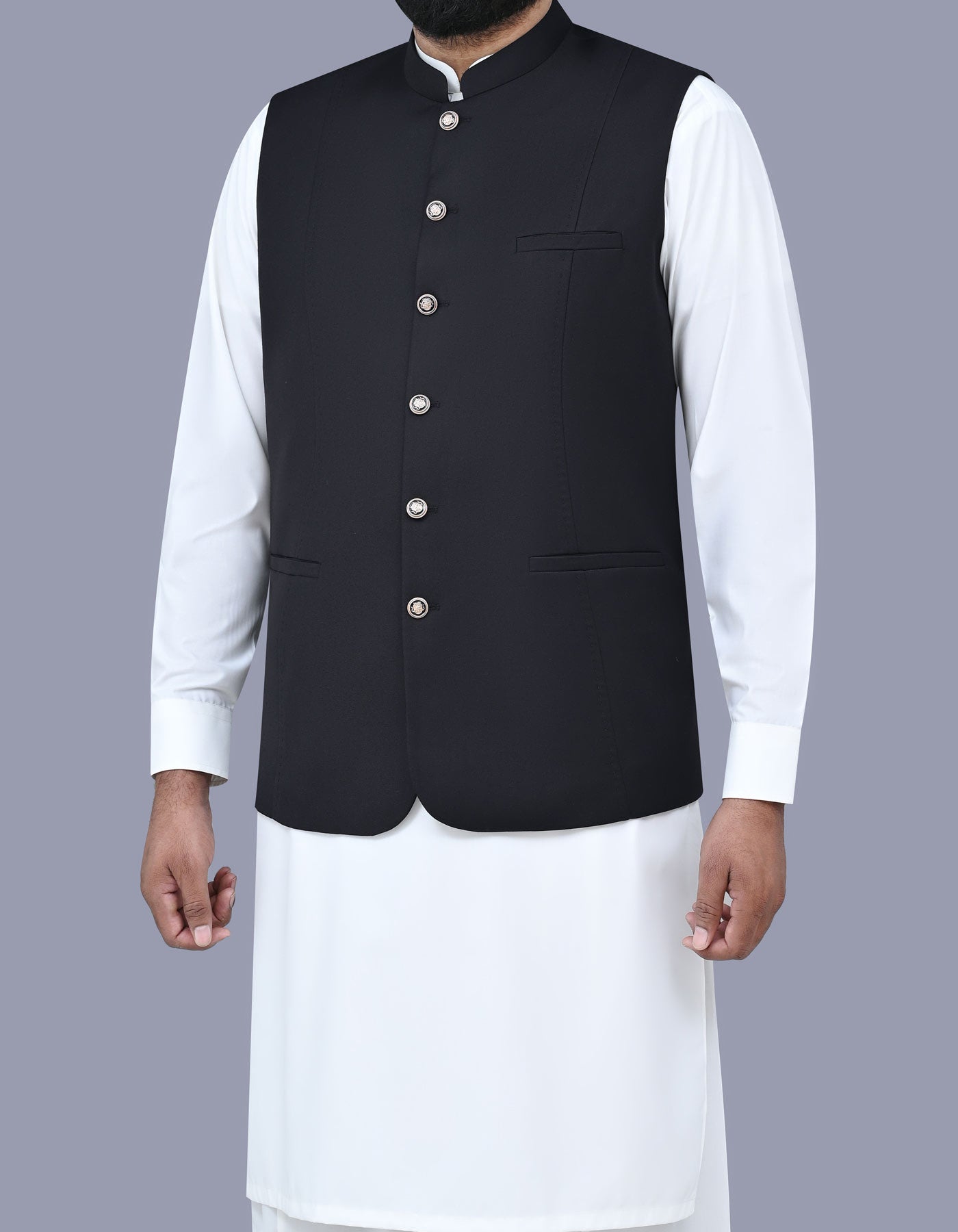 Black Plain Waist Coat WC2421S-38