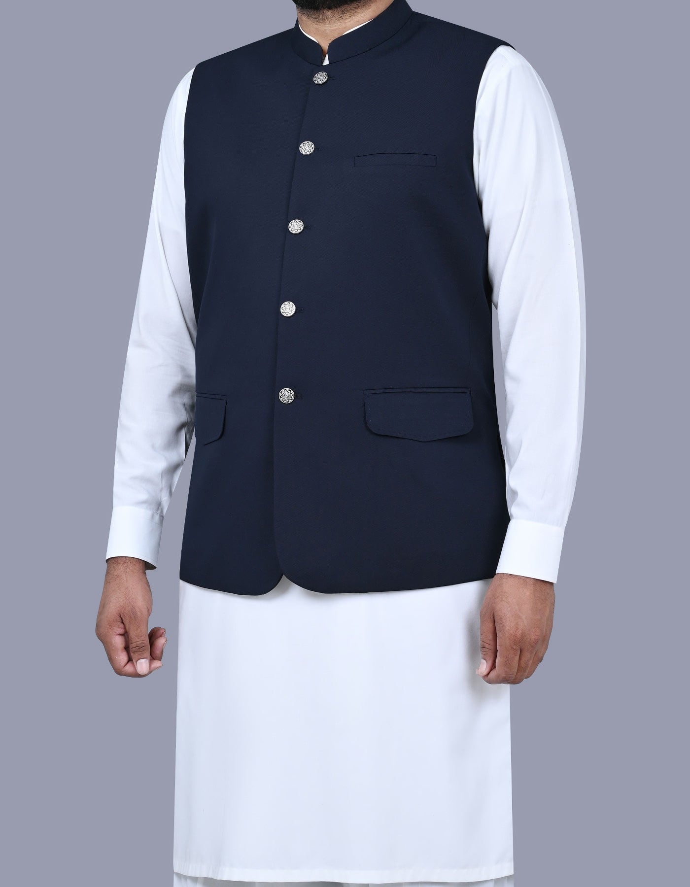 Navy Plain Waist Coat WC2422-1S-44