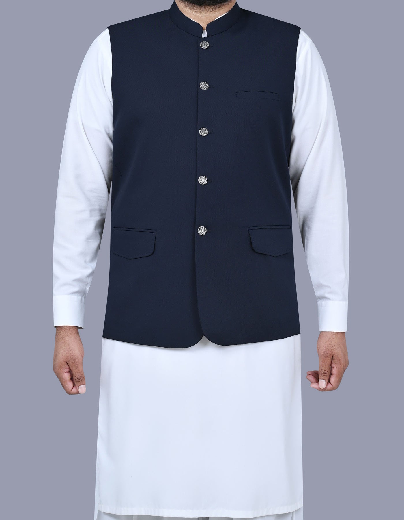 Navy Plain Waist Coat WC2422-1S-40