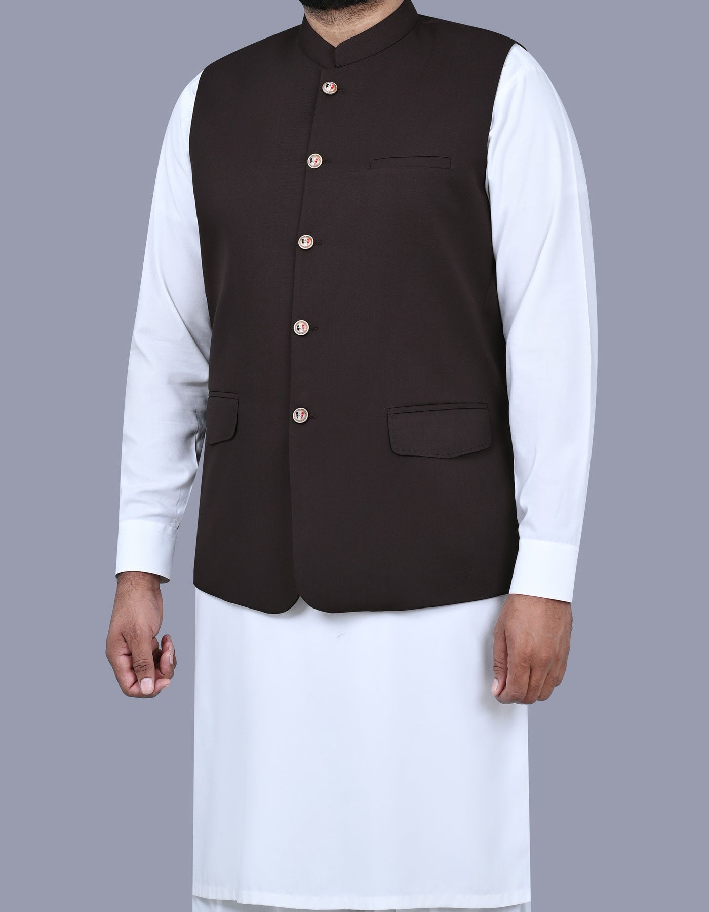 Chocolate Plain Waist Coat WC2422-2C-38