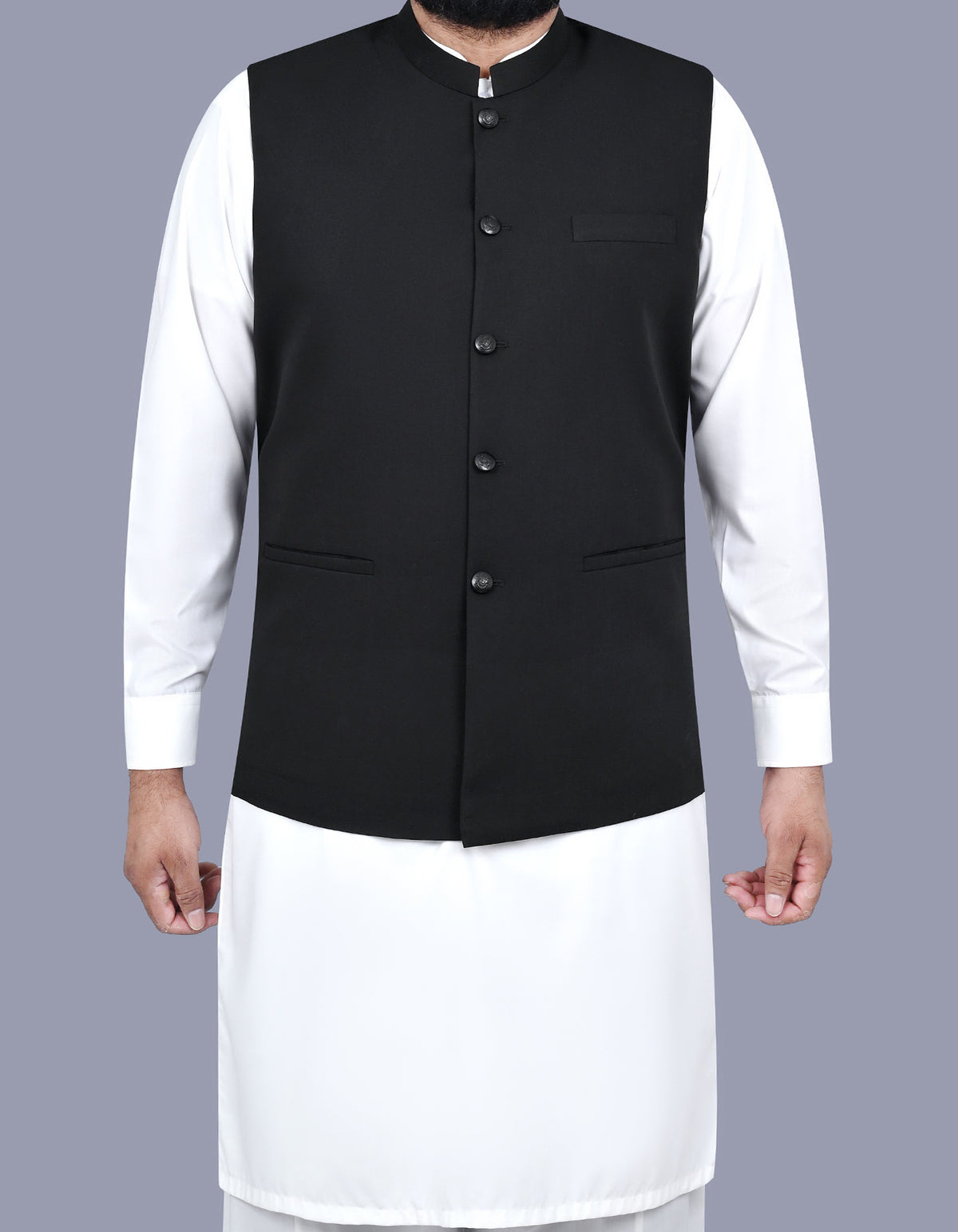 Black Plain Waist Coat WC2500-3C-34