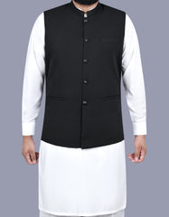 Black Plain Waist Coat WC2500-3C-34