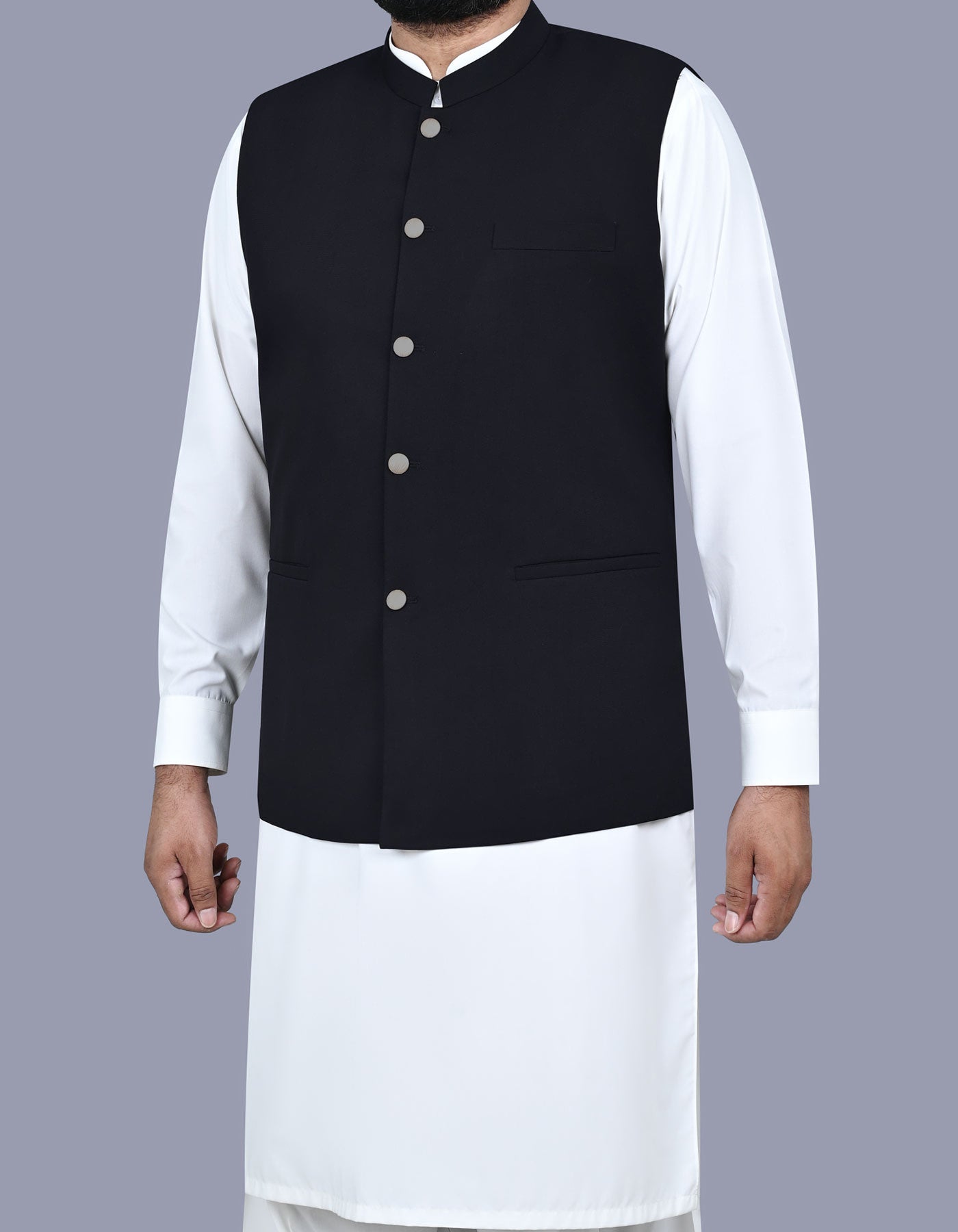 Black Plain Waist Coat WC2500-5S-38