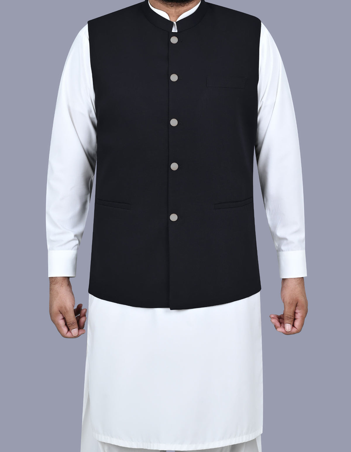 Black Plain Waist Coat WC2500-5S-34